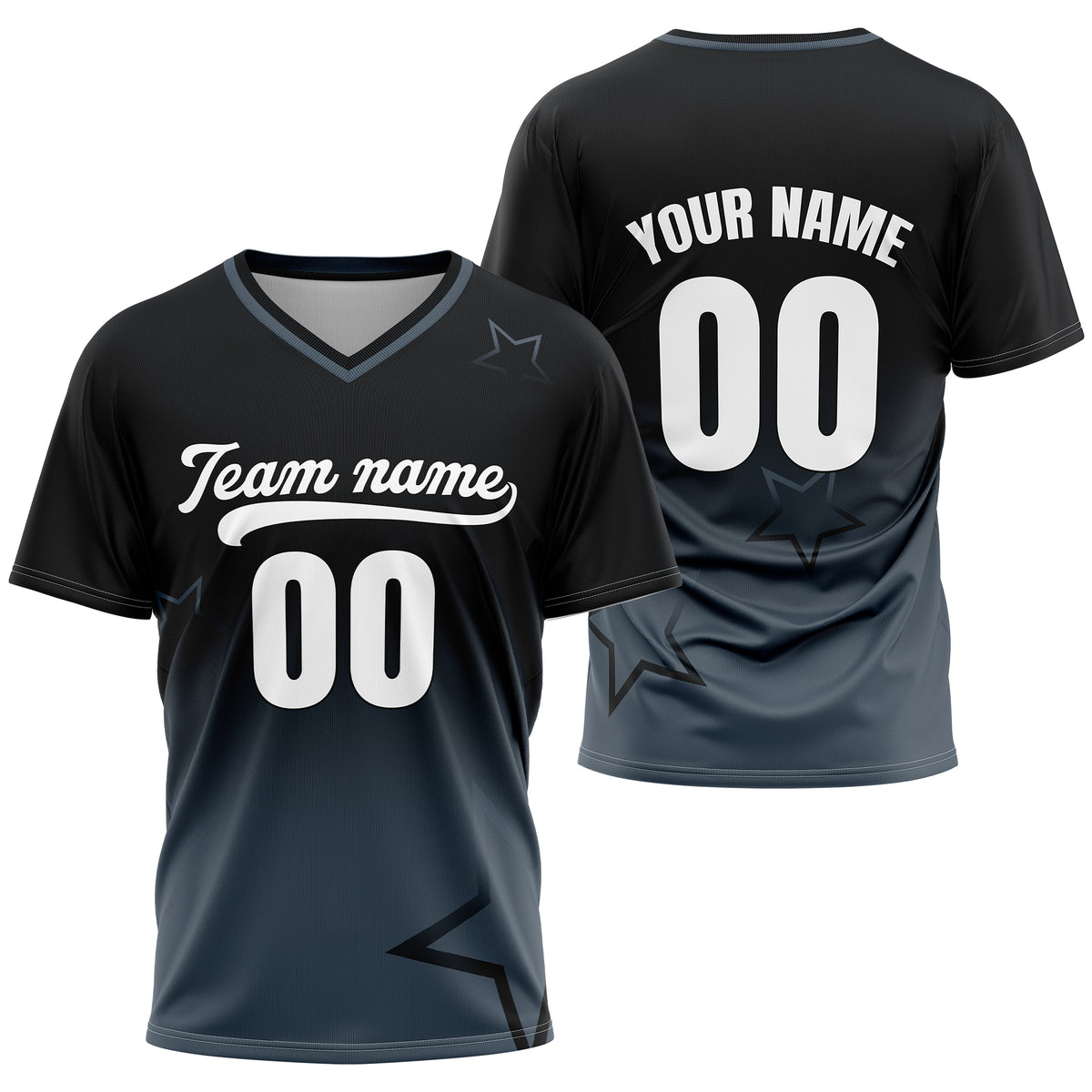 Custom Star Gradient Baseball Black Sports Jersey Personalized Uniform with Name &amp; Number
