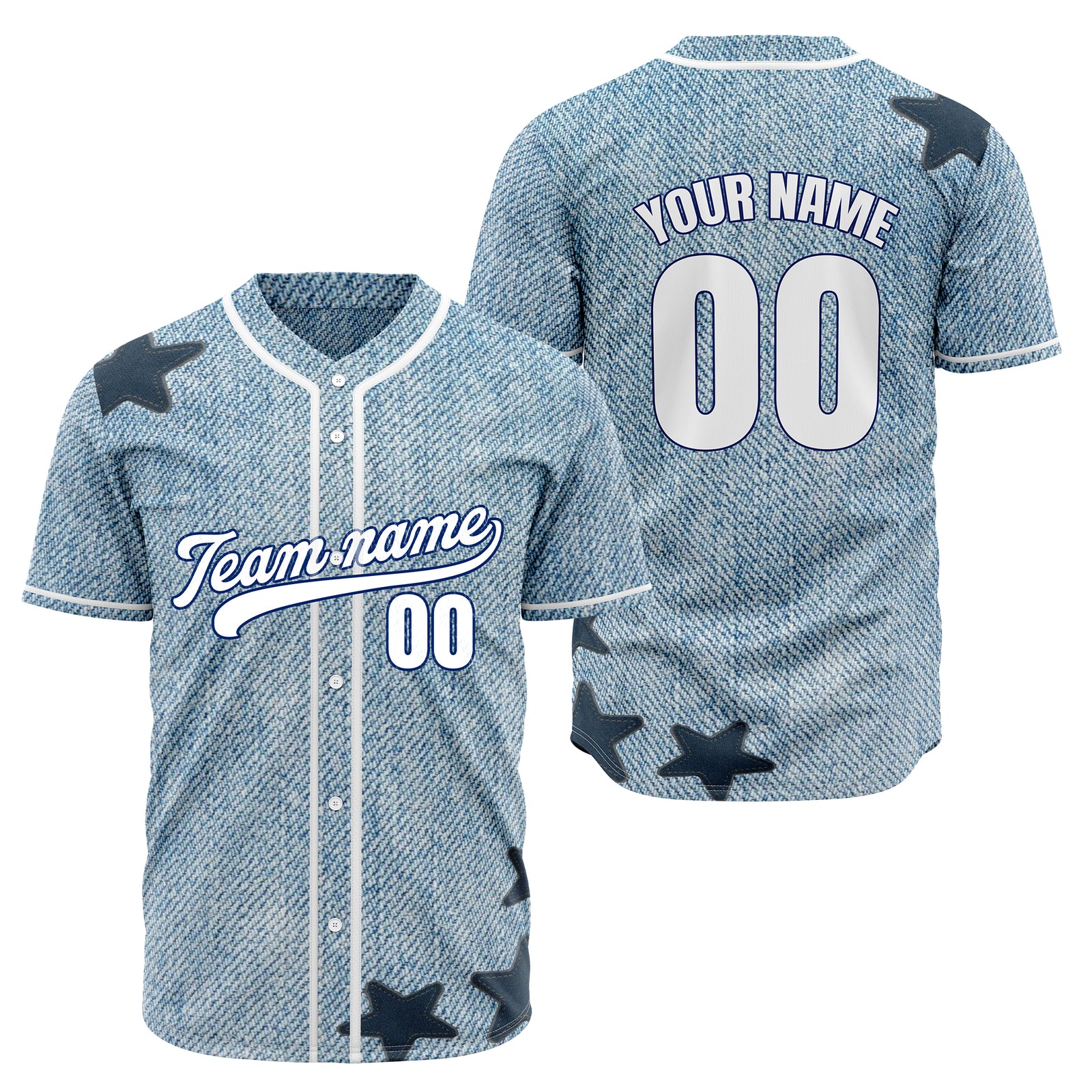 Custom Denim Star Pro Baseball Sports Jersey Personalized Uniform with Name & Number