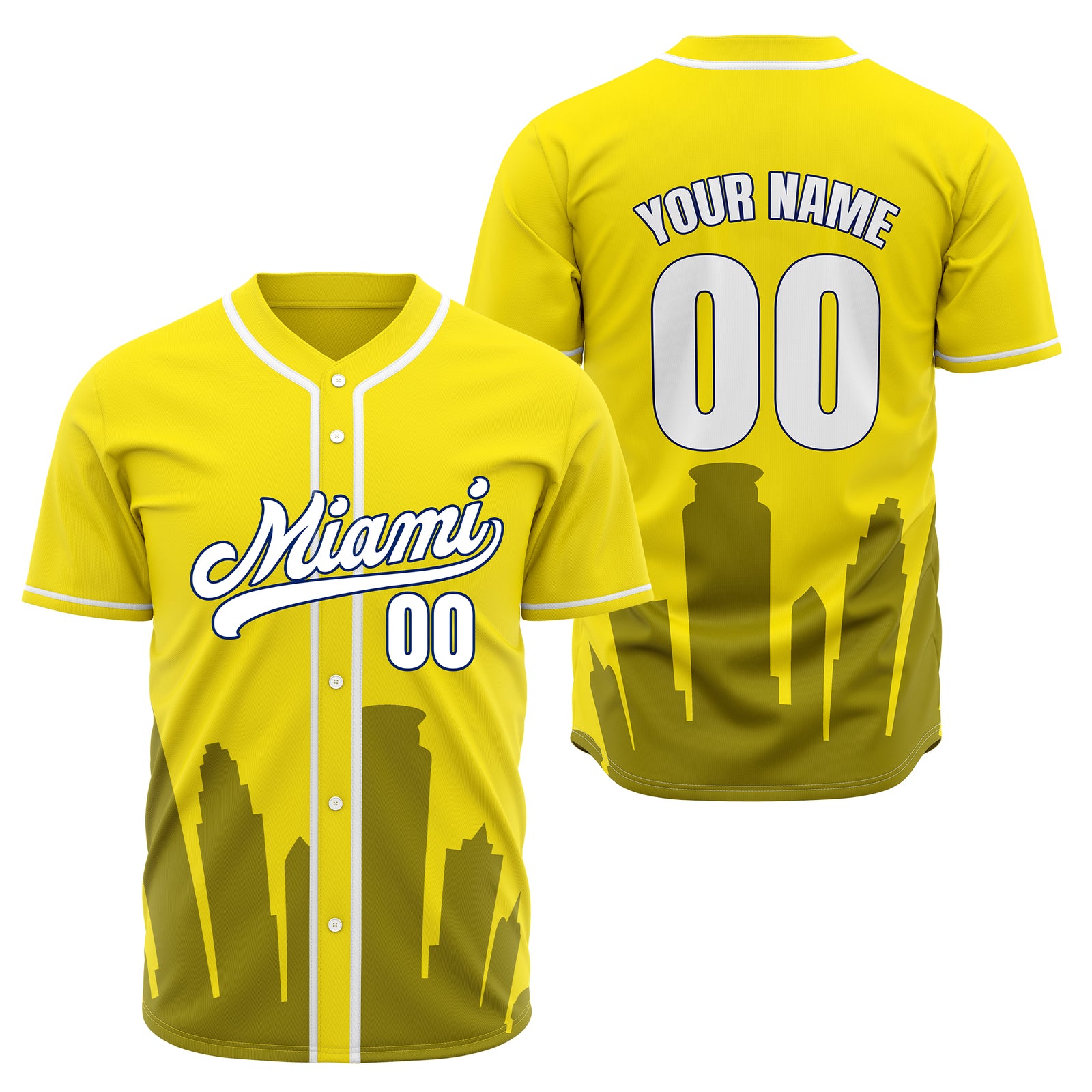 Custom City Tide Yellow Baseball Sports Jersey Personalized Uniform with Name & Number