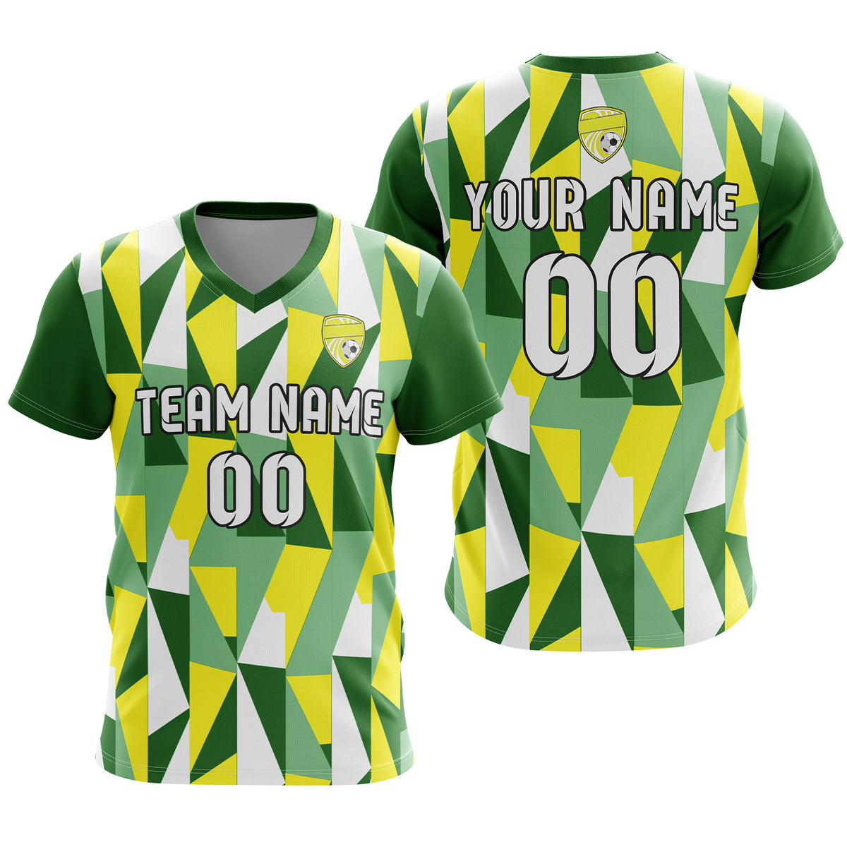 Custom Crystal V-Full Pattern Soccer White Sport Tops Jersey