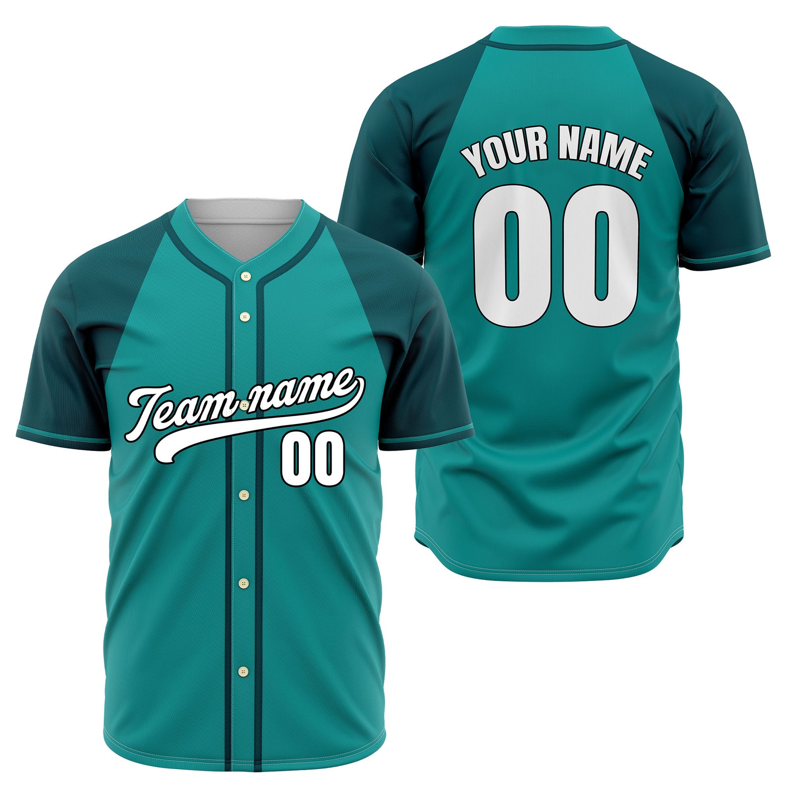 Custom Desert Blaze Teal Raglan Style Baseball Sports Jersey Personalized Uniform with Name & Number