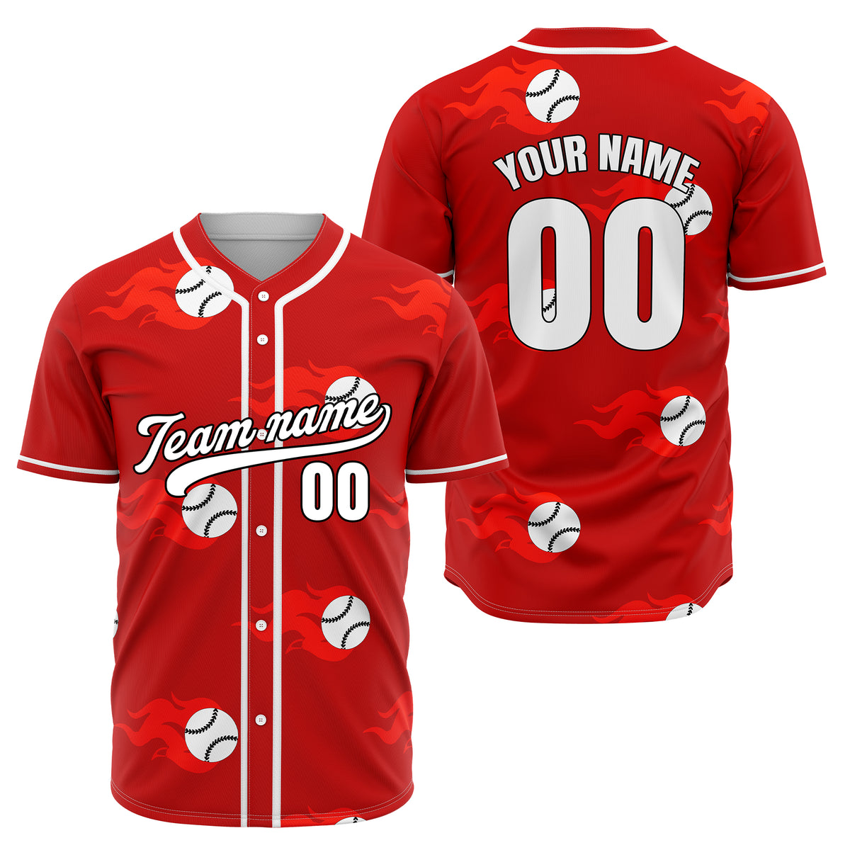Custom Fireballers Red Baseball Sports Jersey Personalized Uniform with Name &amp; Number