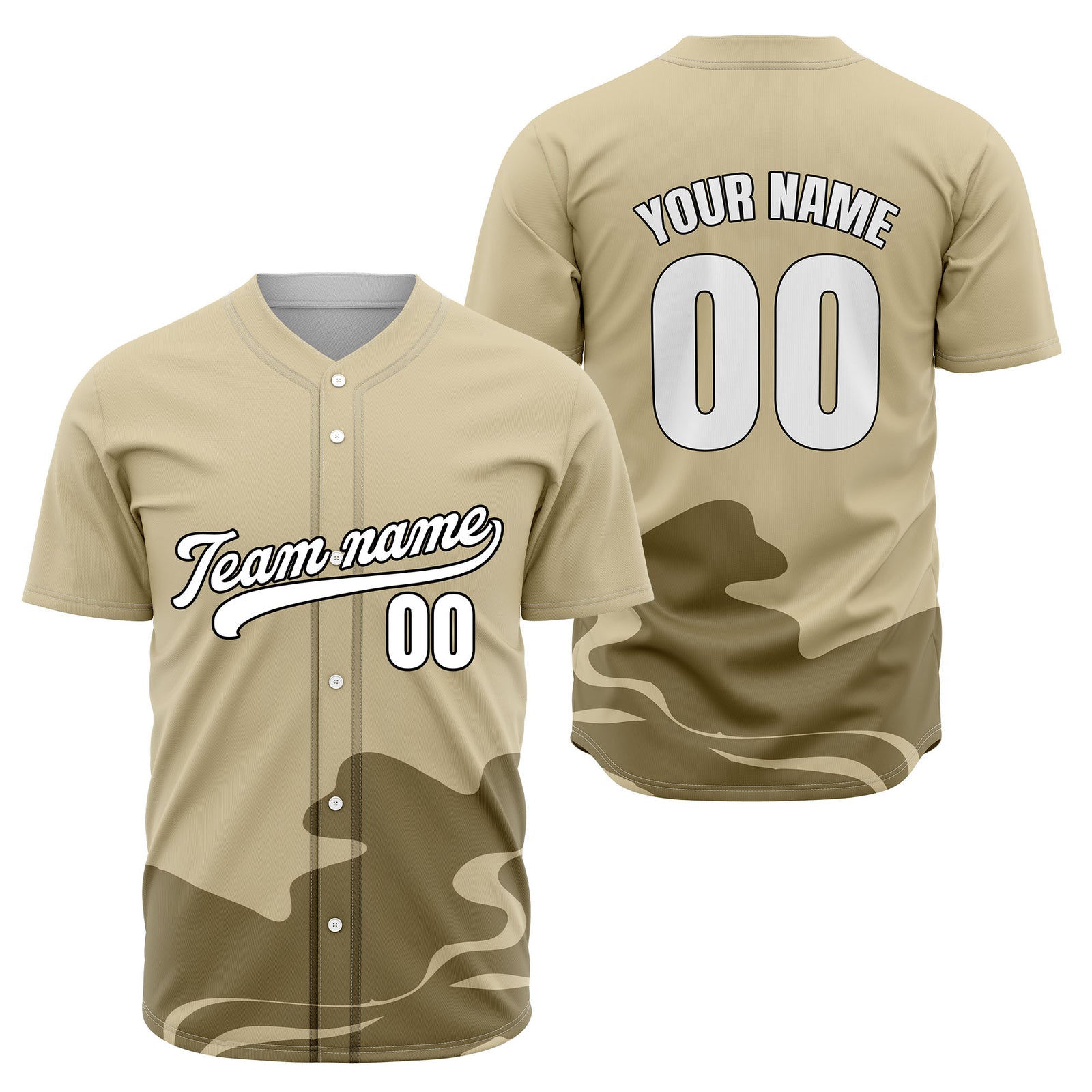 Custom Khaki Baseball Wave Sports Jersey Personalized Uniform with Name & Number