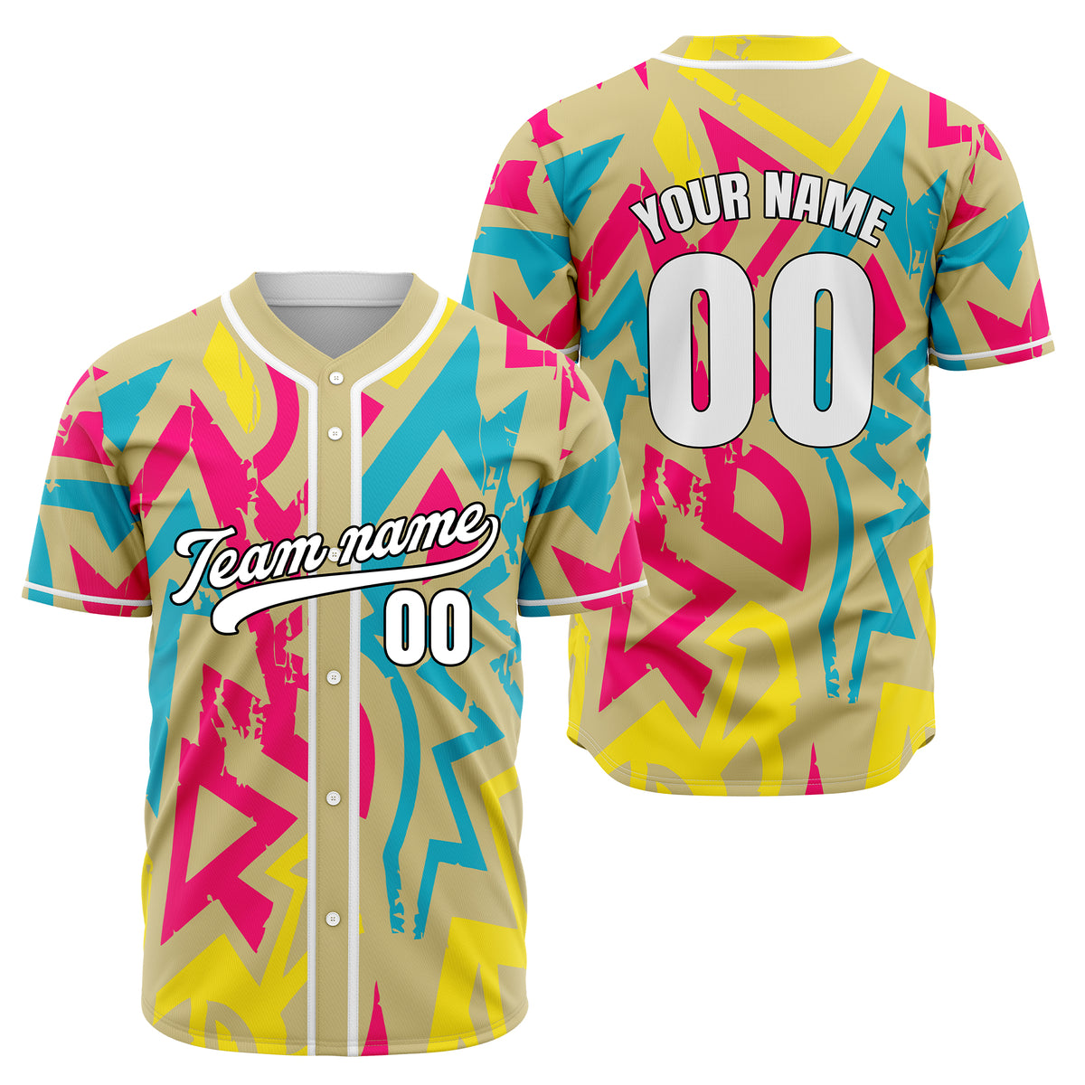 Custom Splash Khaki Baseball Sports Jersey Personalized Uniform with Name &amp; Number