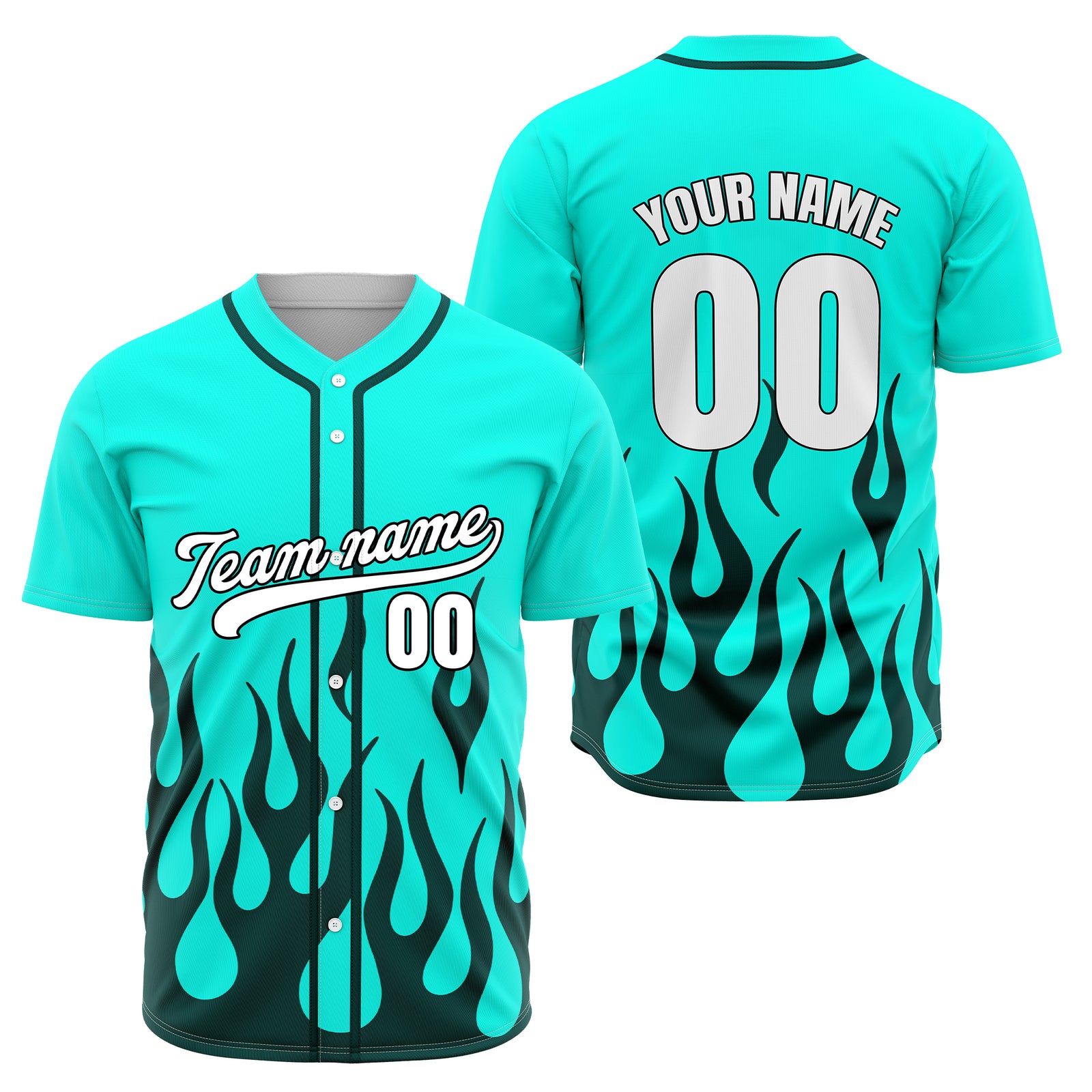 Custom Frost Fire Aqua Baseball Sports Jersey Personalized Uniform with Name & Number