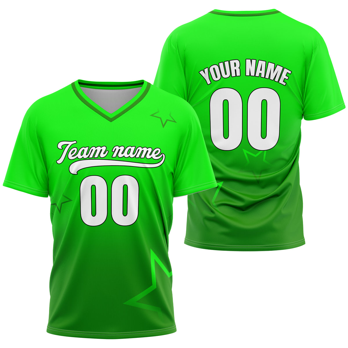 Custom Star Gradient Baseball Neon Green Sports Jersey Personalized Uniform with Name &amp; Number