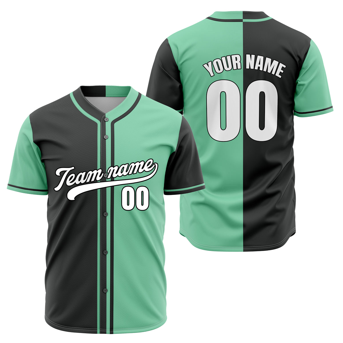 Custom Split Baseball Black Sports Jersey Personalized Uniform with Name &amp; Number