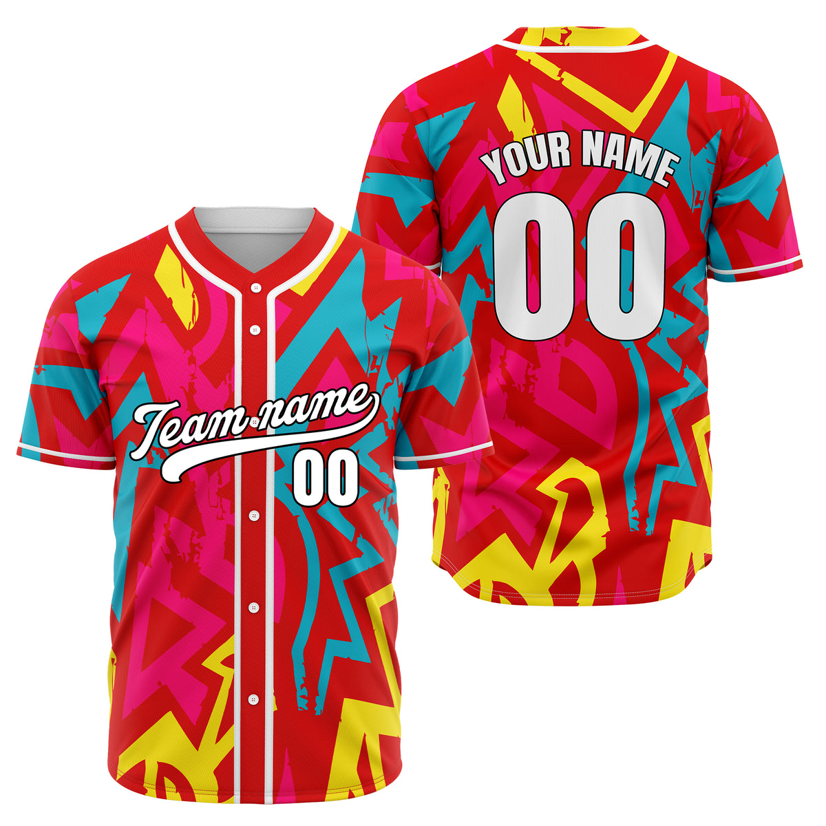 Custom Splash Red Baseball Sports Jersey Personalized Uniform with Name &amp; Number