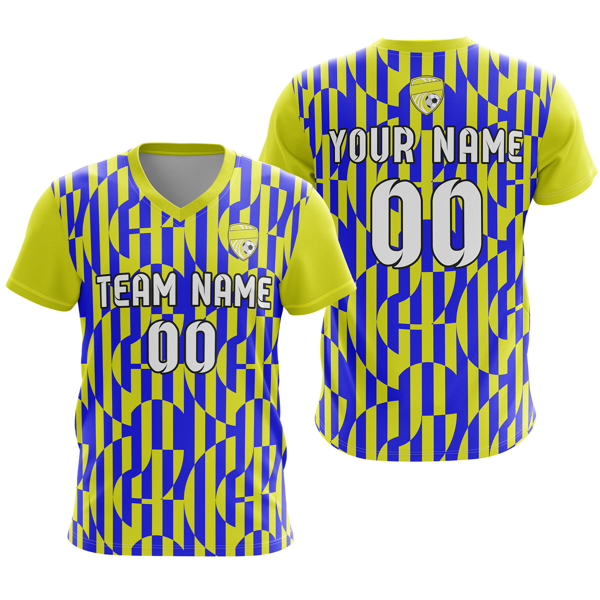 Custom Pulse Grid V-Full Pattern  Soccer Green Sport Tops Jersey