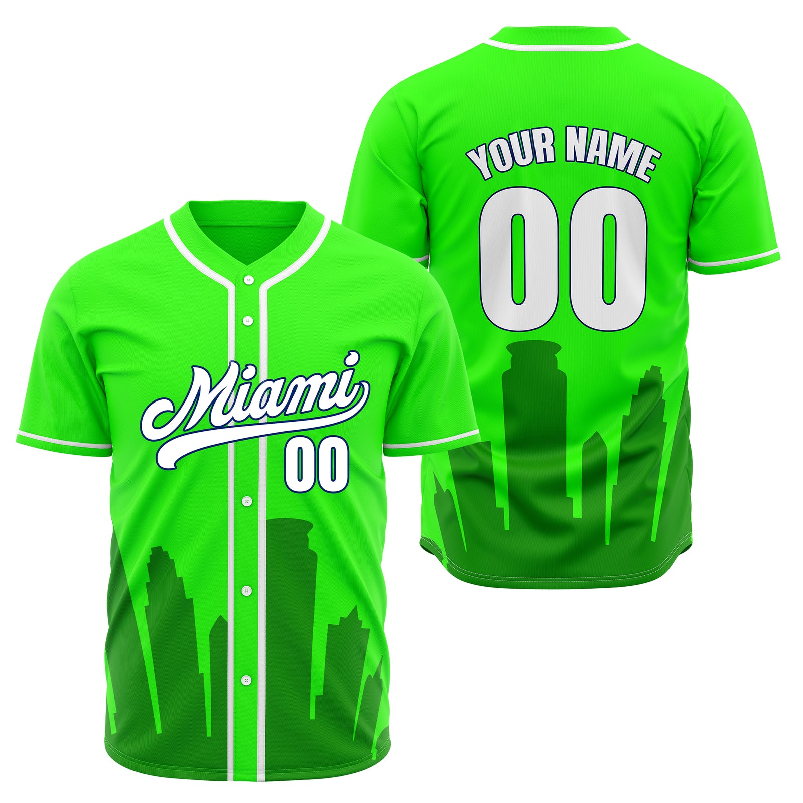 Custom City Tide Neon Green Baseball Sports Jersey Personalized Uniform with Name & Number