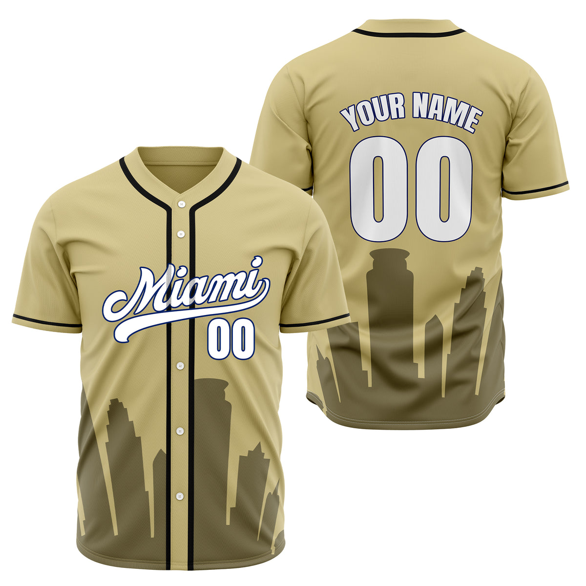 Custom City Tide Khaki Baseball Sports Jersey Personalized Uniform with Name &amp; Number