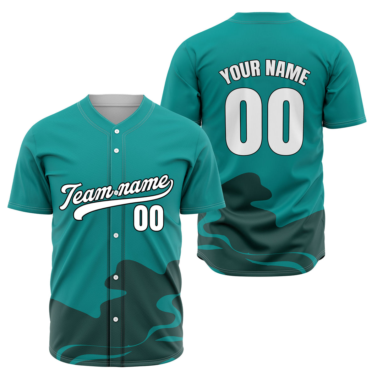 Custom Teal Baseball Wave Sports Jersey Personalized Uniform with Name &amp; Number
