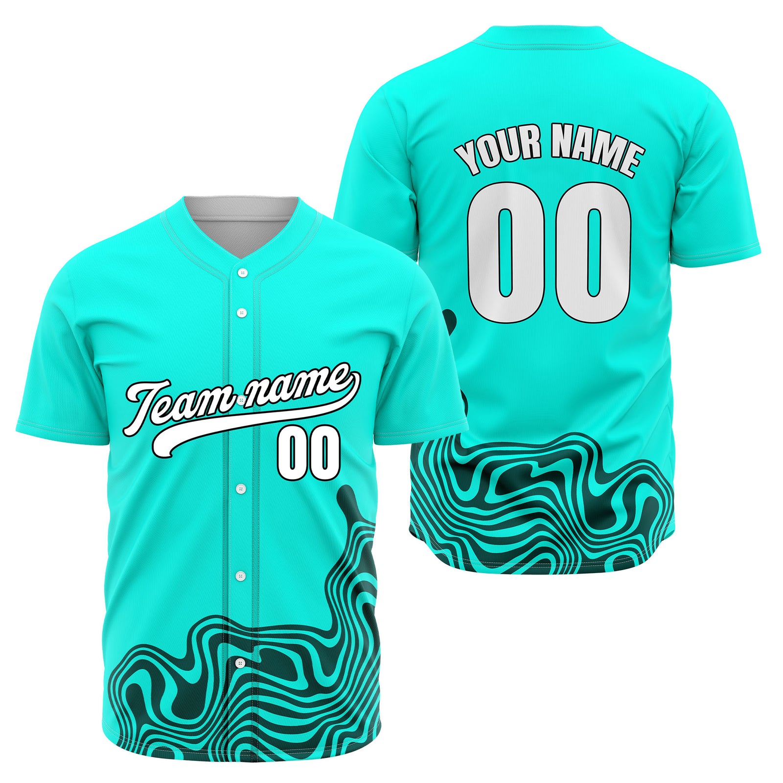 Custom Aqua Baseball Wave Sports Jersey Personalized Uniform with Name & Number