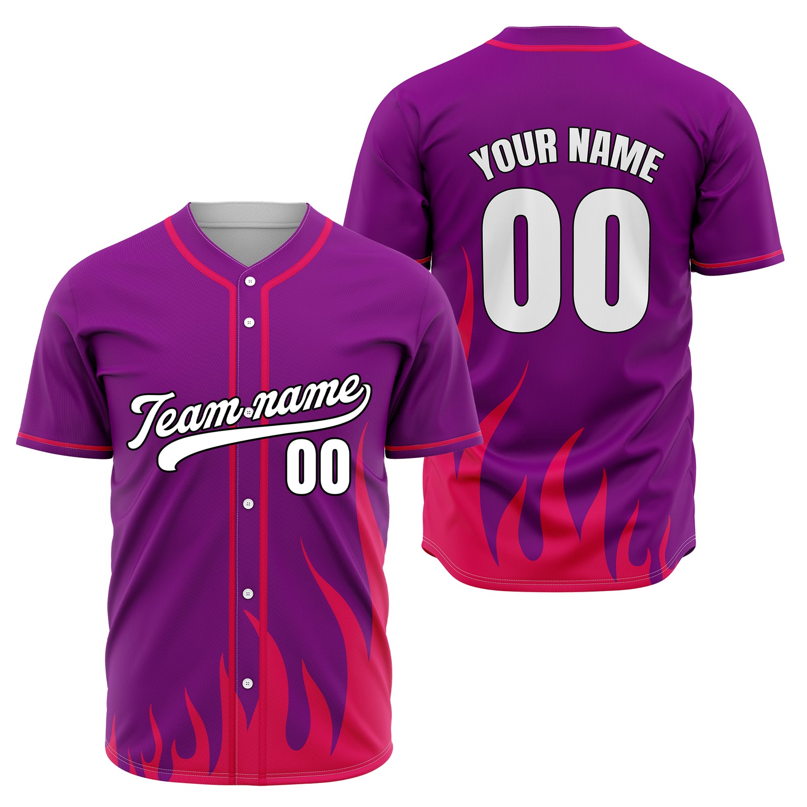 Custom Fire Pulse Purple Baseball Sports Jersey Personalized Uniform with Name & Number
