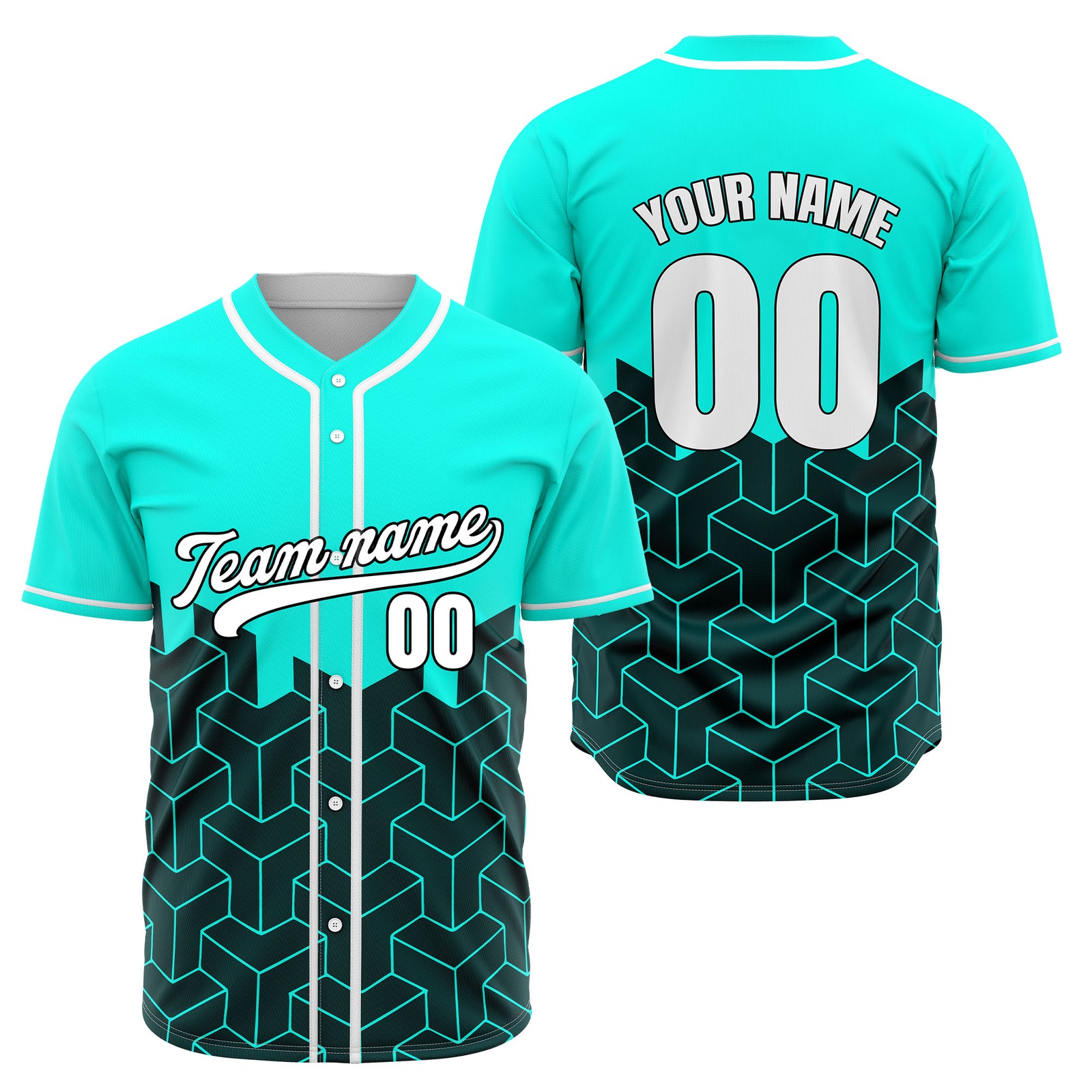 Custom Grid Iron Aqua Baseball Sports Jersey Personalized Uniform with Name & Number