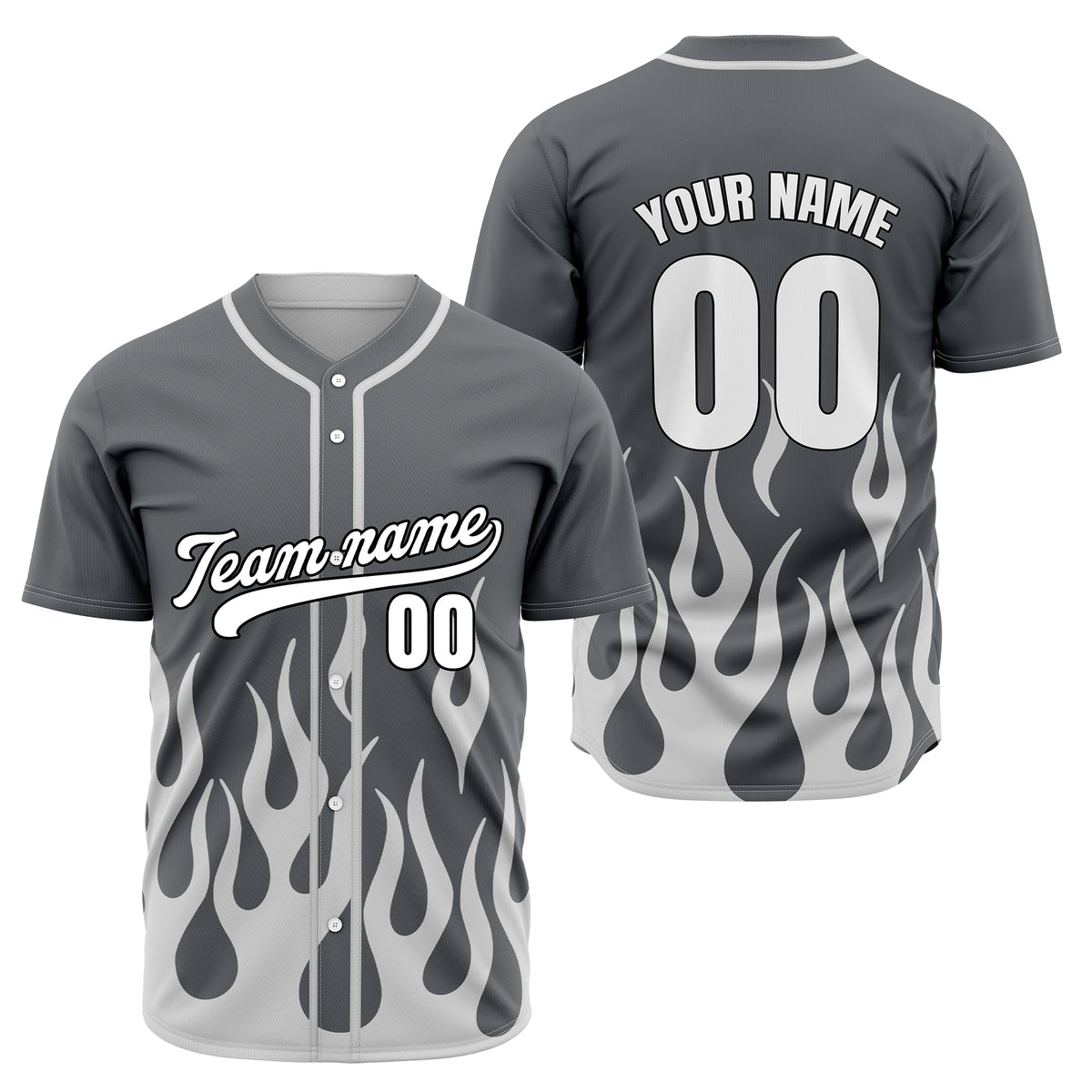 Custom Frost Fire Dark Grey Baseball Sports Jersey Personalized Uniform with Name &amp; Number