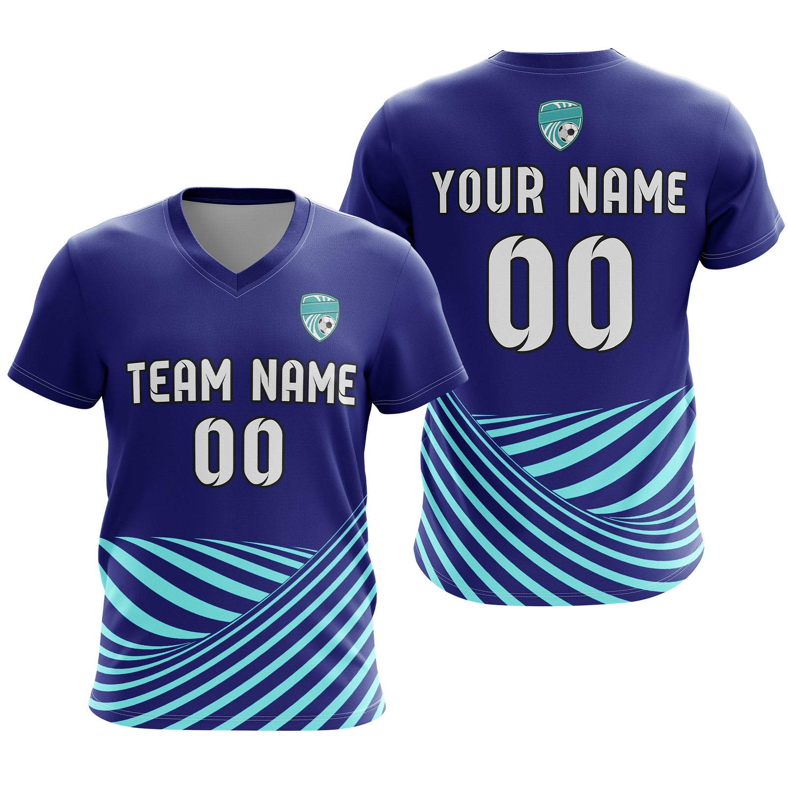 Custom WaveLine Stripe V-Neck Navy Sport Tops Jersey