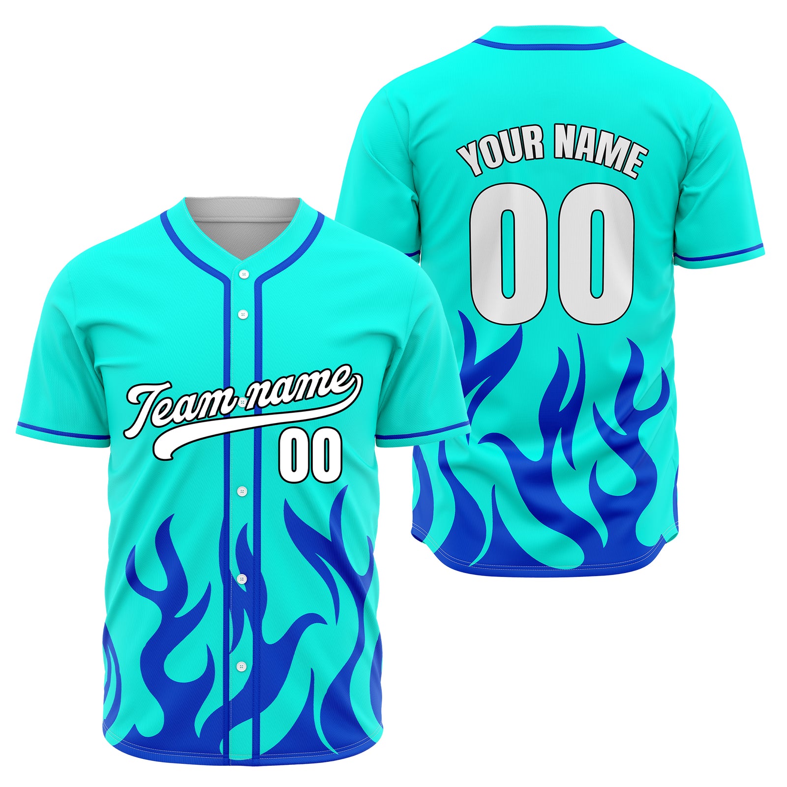 Custom Burnout Aqua Baseball Sports Jersey Personalized Uniform with Name & Number