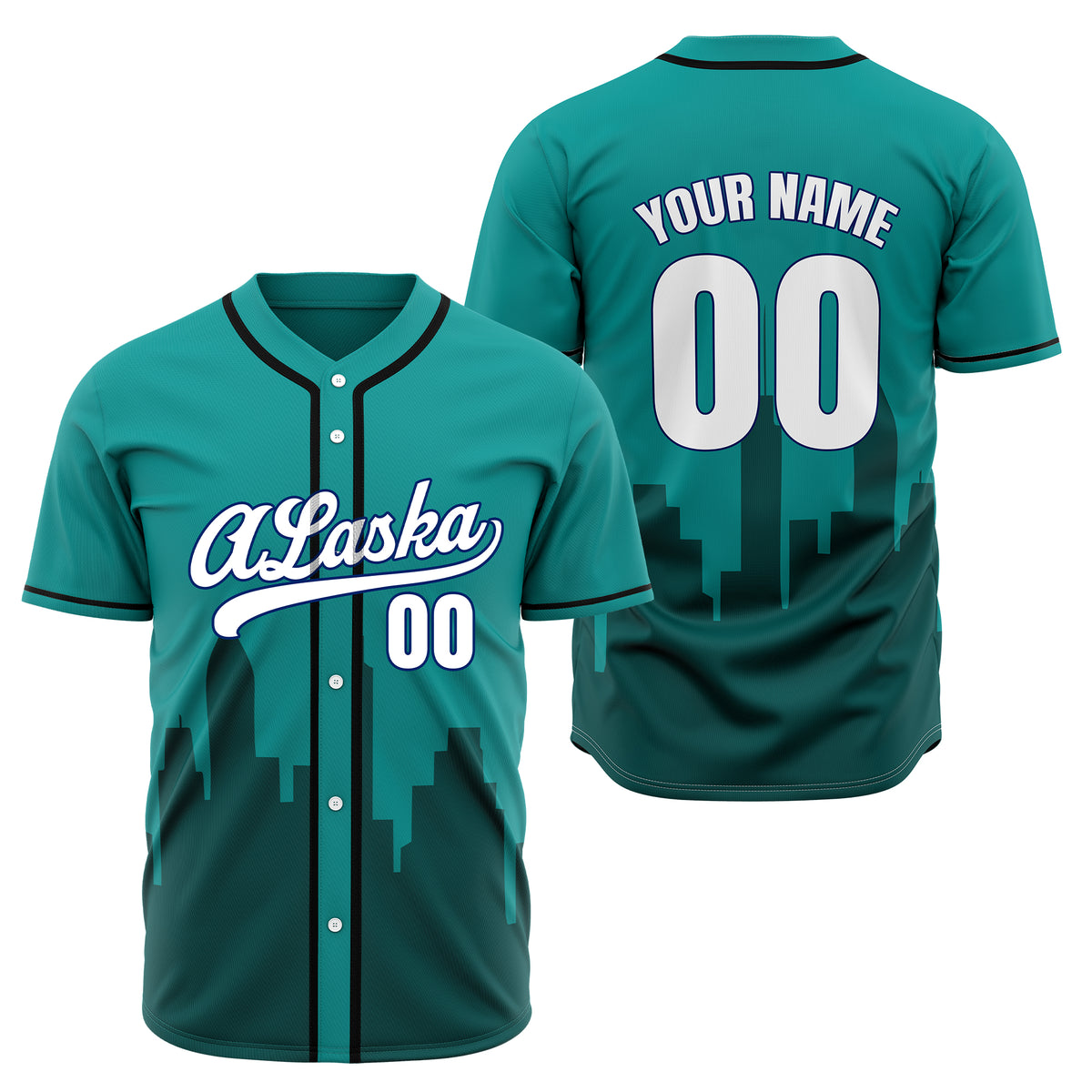 Custom City Horizon Teal Baseball Sports Jersey Personalized Uniform with Name &amp; Number