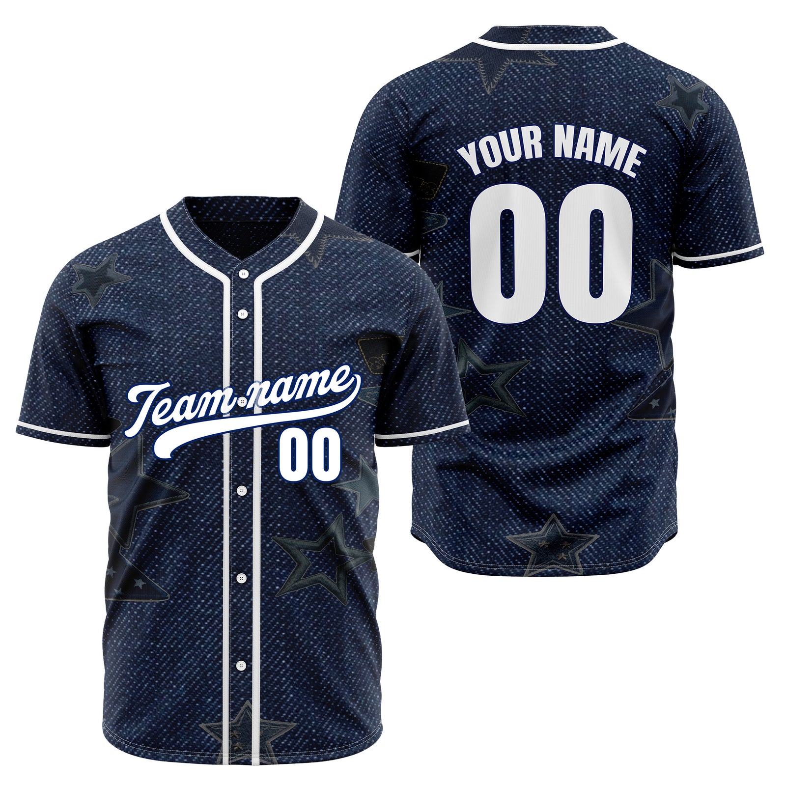Custom Indigo Classic Denim Baseball Sports Jersey Personalized Uniform with Name & Number