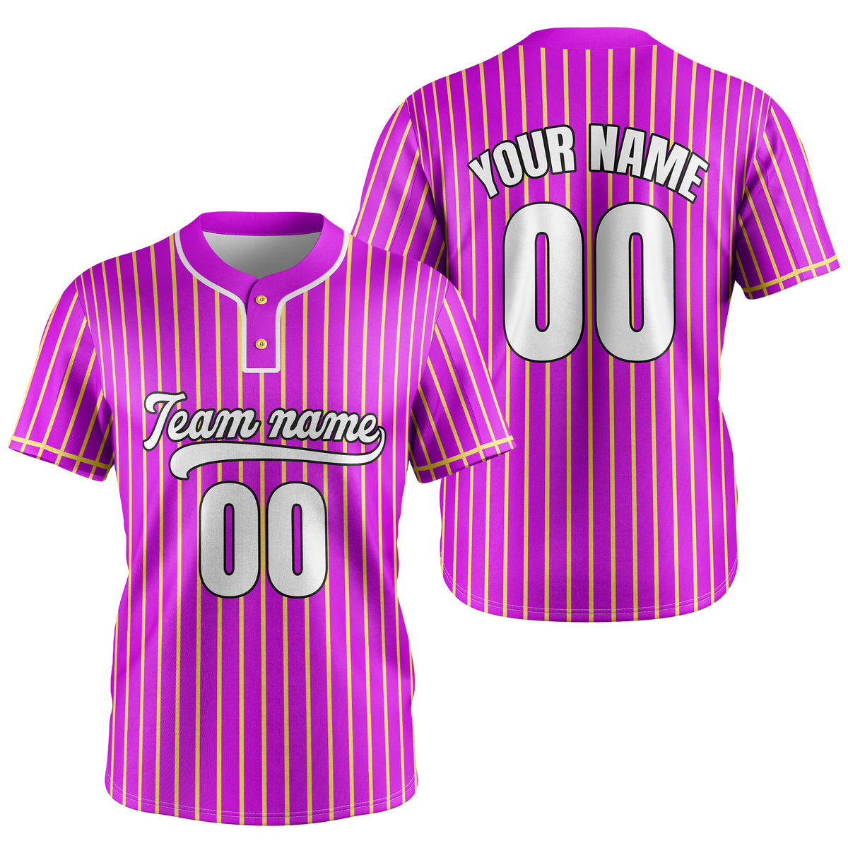 Custom Pinstripe Baseball Neon Green Sports Jersey Personalized Uniform with Name & Number
