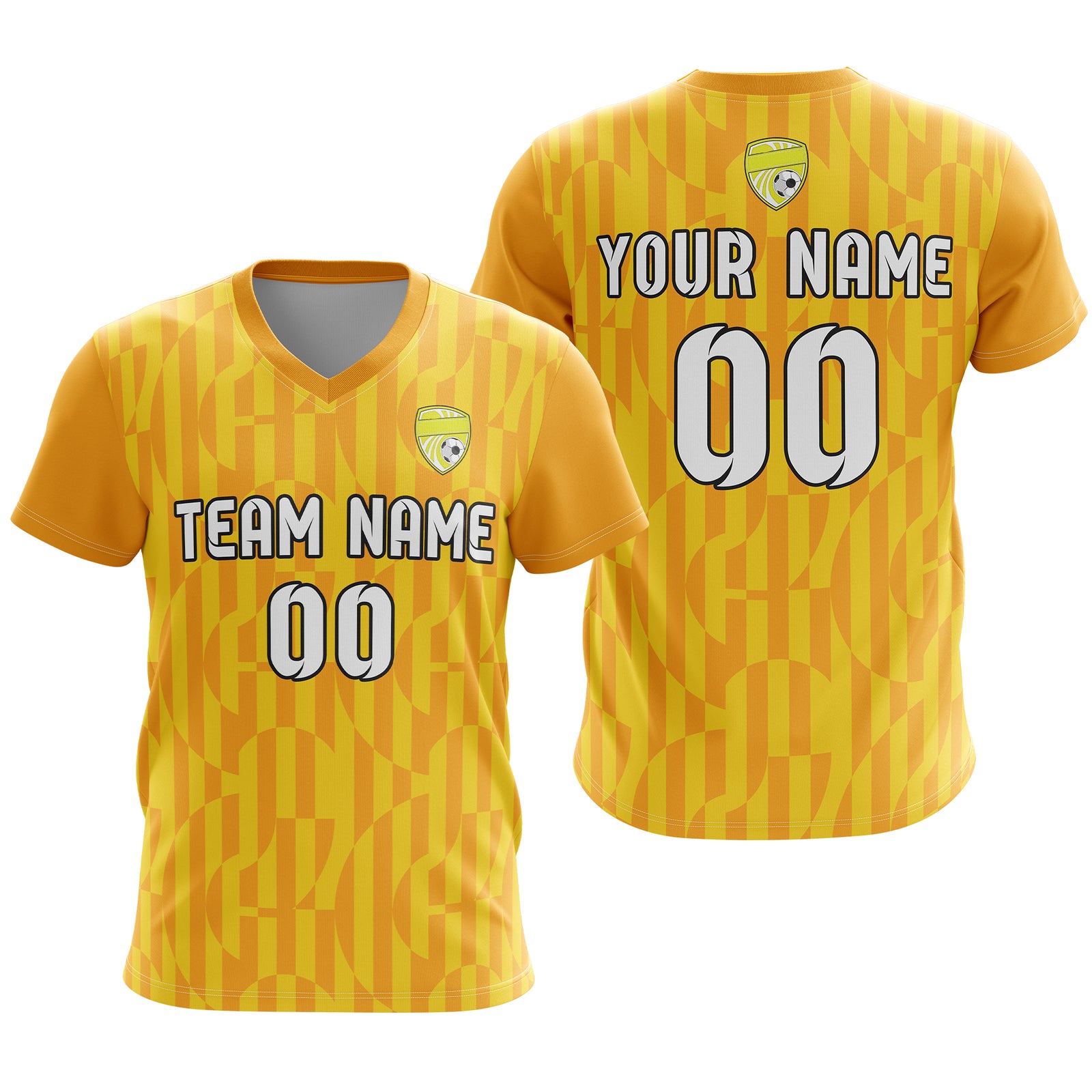 Custom Pulse Grid V-Full Pattern Soccer Orange Sport Tops Jersey