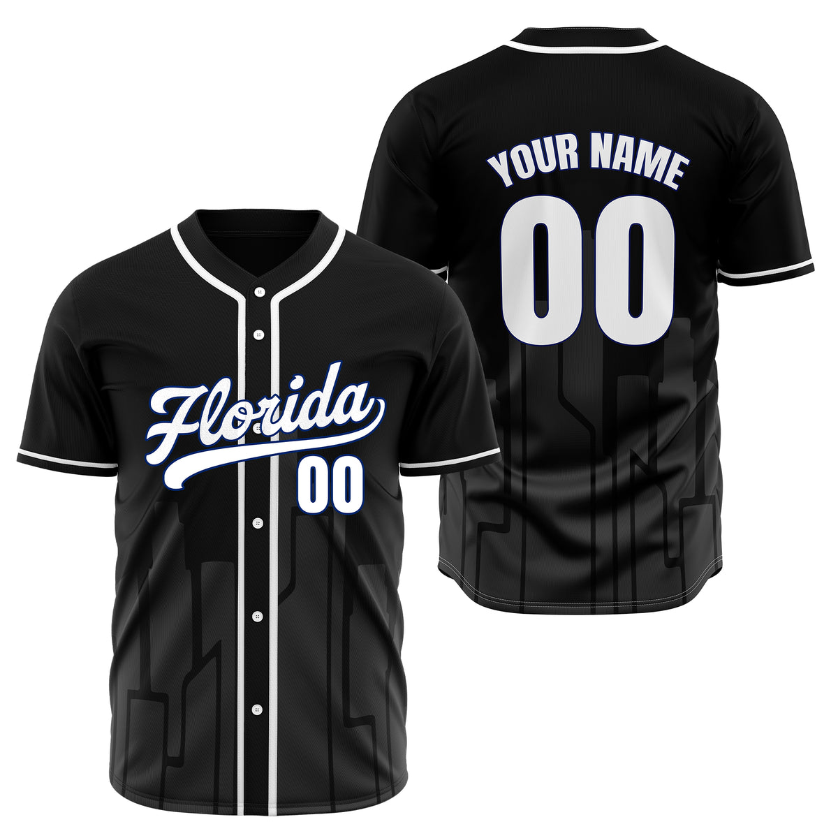 Custom City Flux Navy Baseball Sports Jersey Personalized Uniform with Name & Number