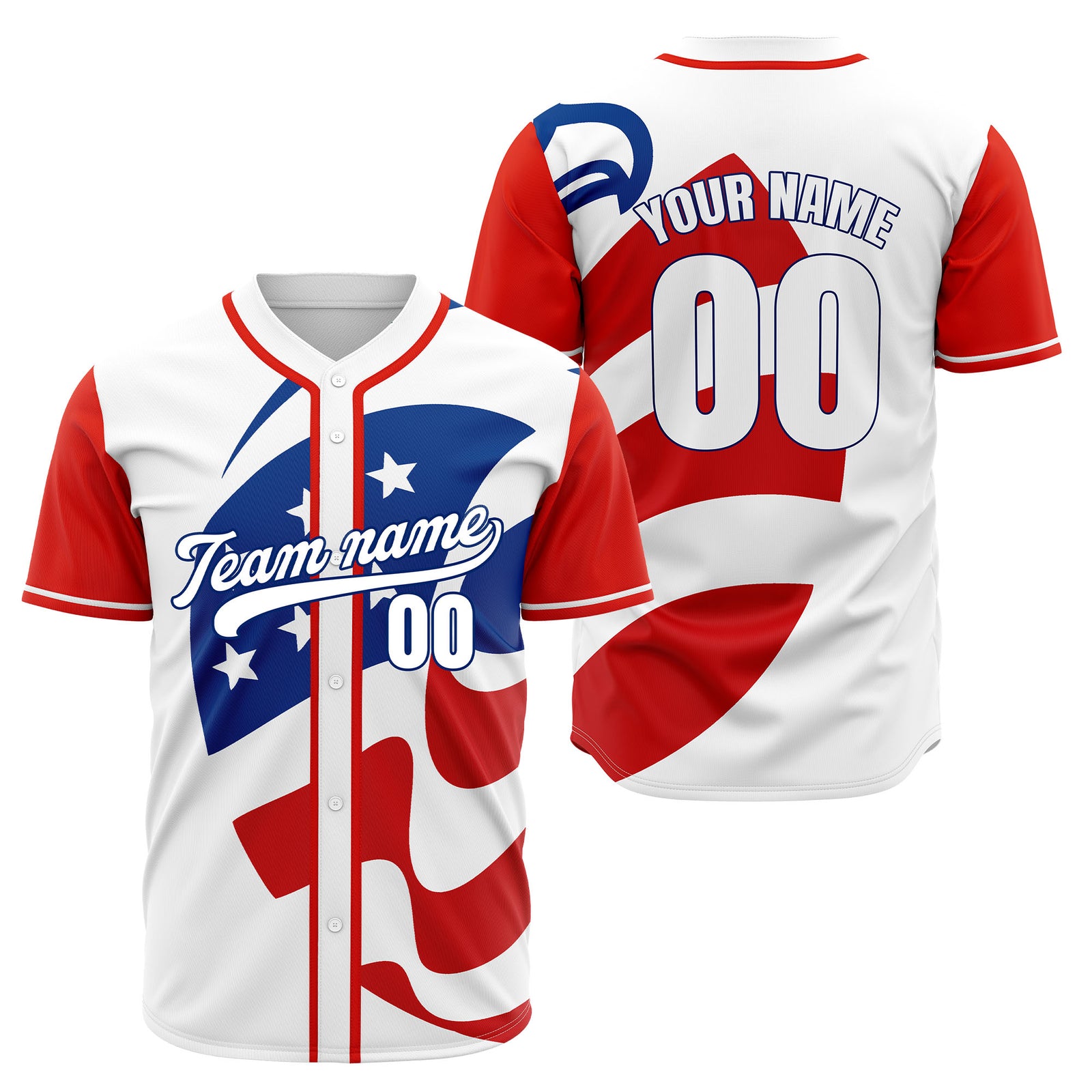 Custom Patriot Stripes Baseball Sports Jersey Personalized Uniform with Name & Number