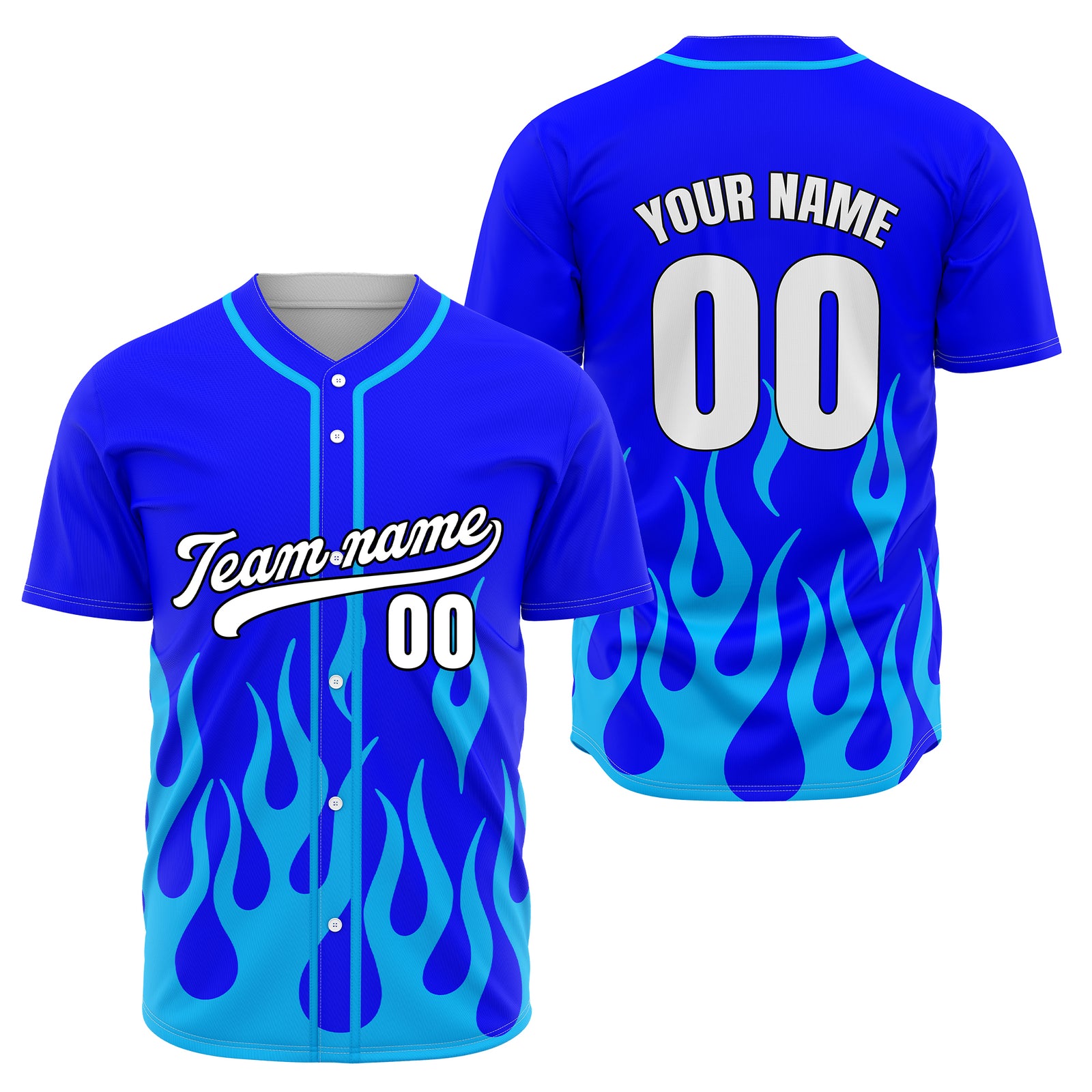 Custom Frost Fire Blue Baseball Sports Jersey Personalized Uniform with Name & Number