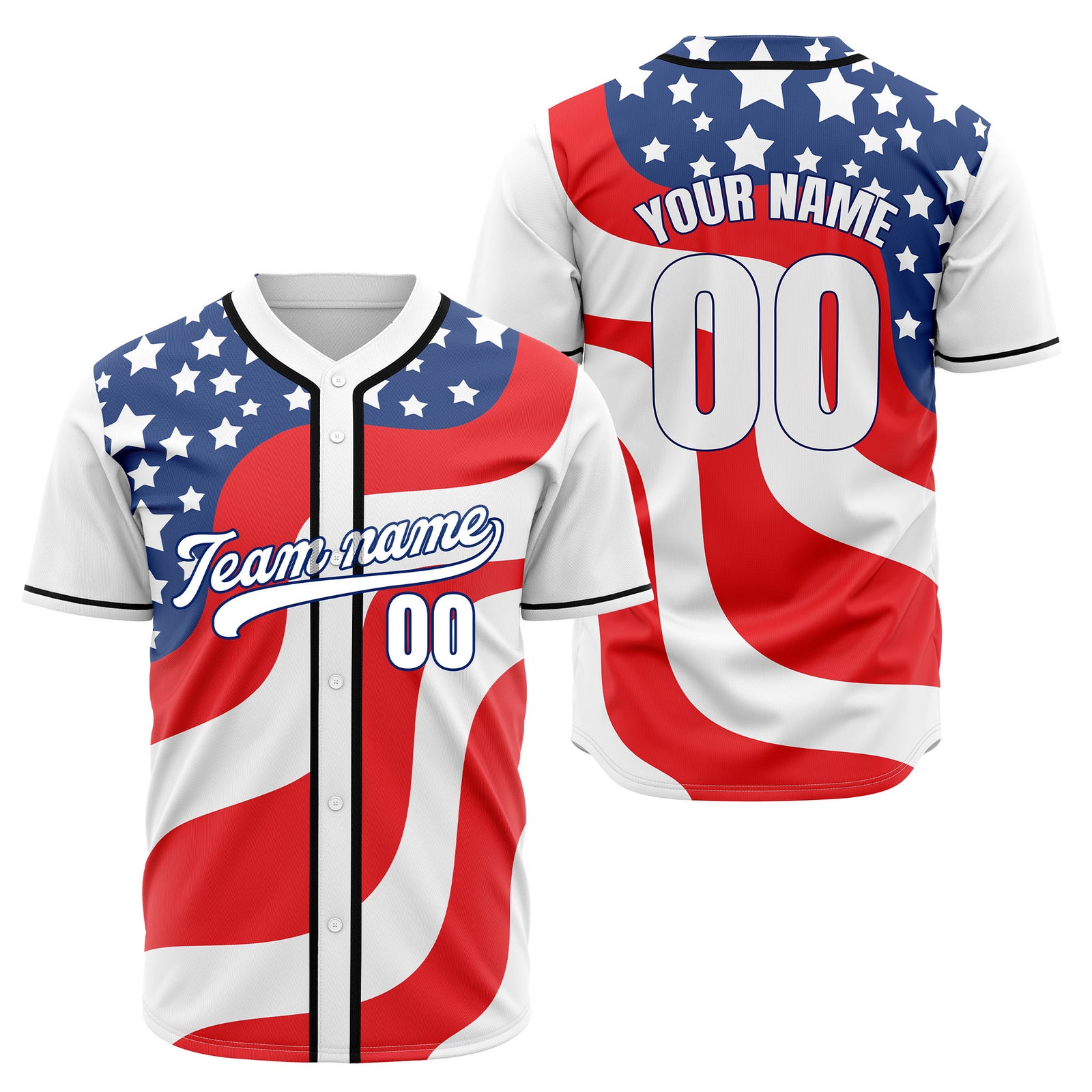 Custom Patriot Spirit Baseball Sports Jersey Personalized Uniform with Name & Number