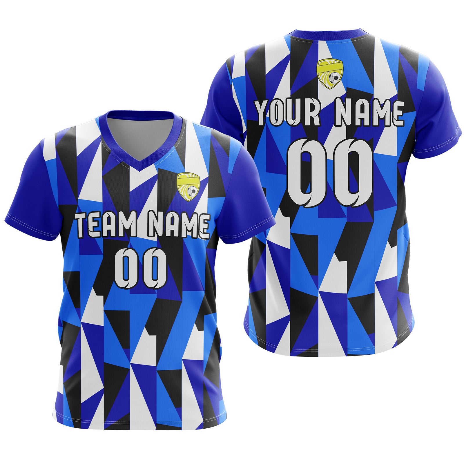 Custom Crystal V-Full Pattern Soccer White Sport Tops Jersey