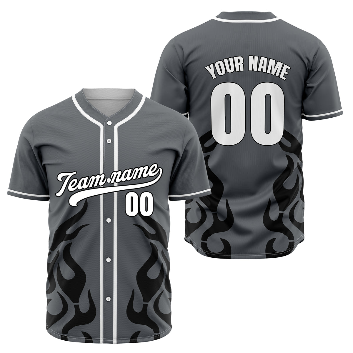 Custom Shadow Flames Red Baseball Sports Jersey Personalized Uniform with Name & Number