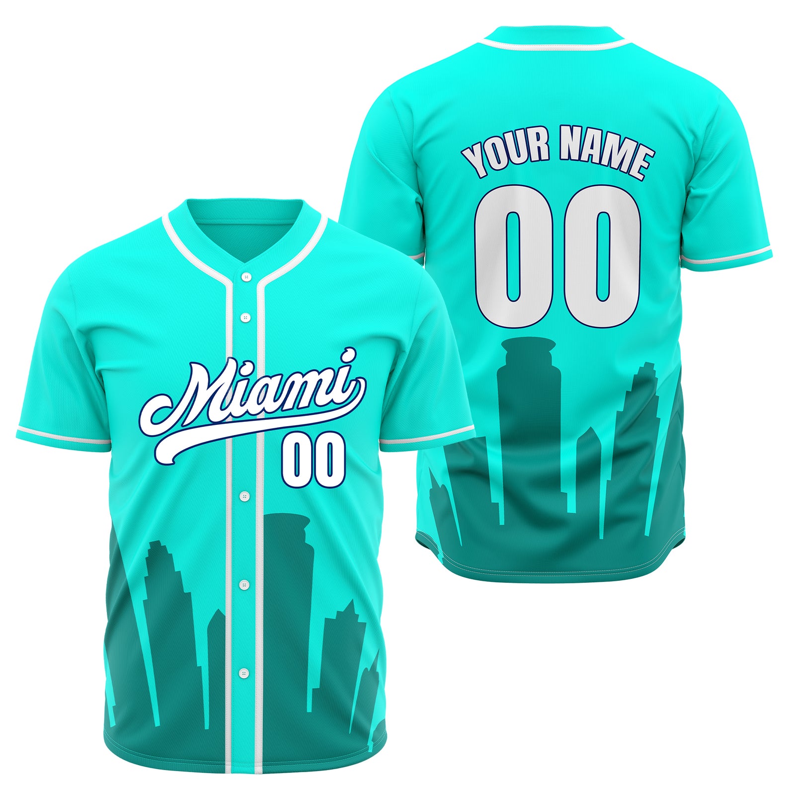 Custom City Tide Aqua Baseball Sports Jersey Personalized Uniform with Name & Number