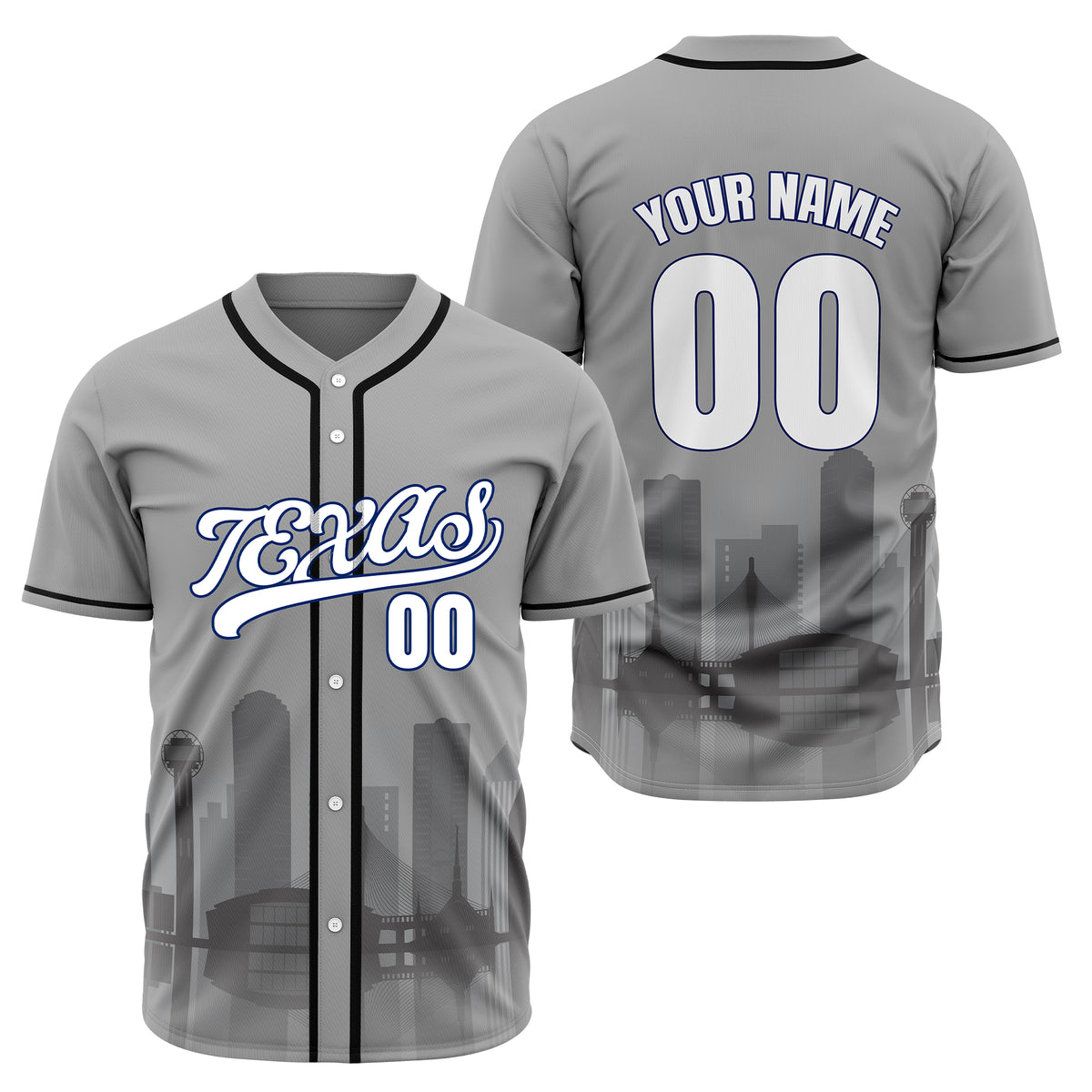 Custom City Lights Black Baseball Sports Jersey Personalized Uniform with Name & Number