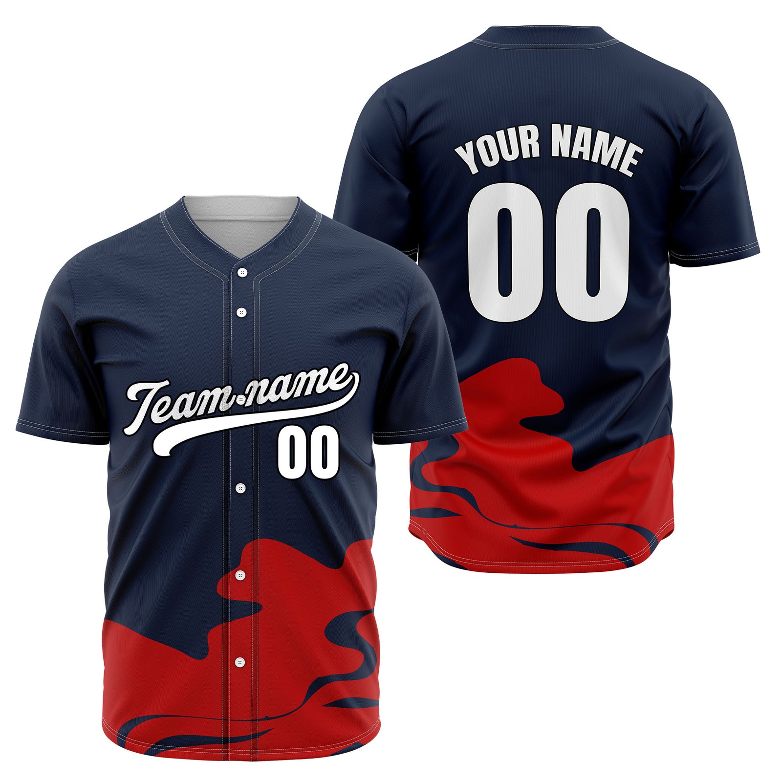 Custom Navy Baseball Wave Sports Jersey Personalized Uniform with Name & Number