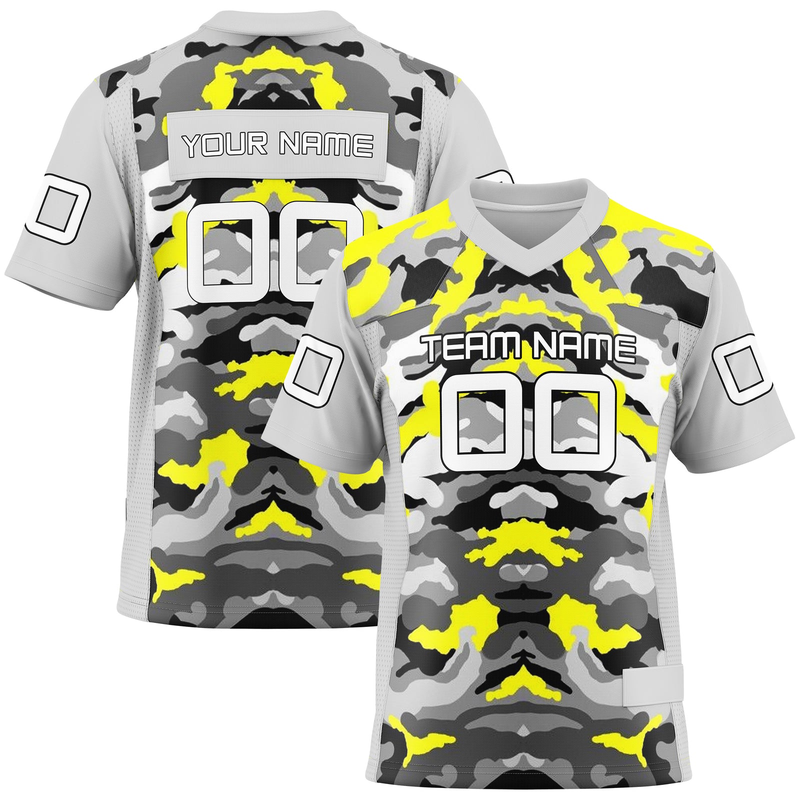 Custom Grey Camo Print Mesh Authentic Football Jersey