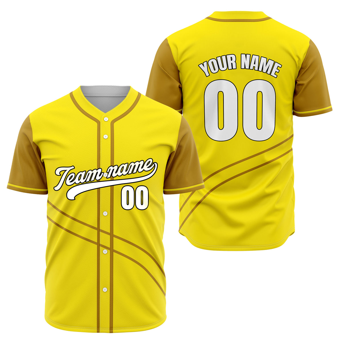 Custom Swift Yellow Raglan Style Baseball Sports Jersey Personalized Uniform with Name &amp; Number