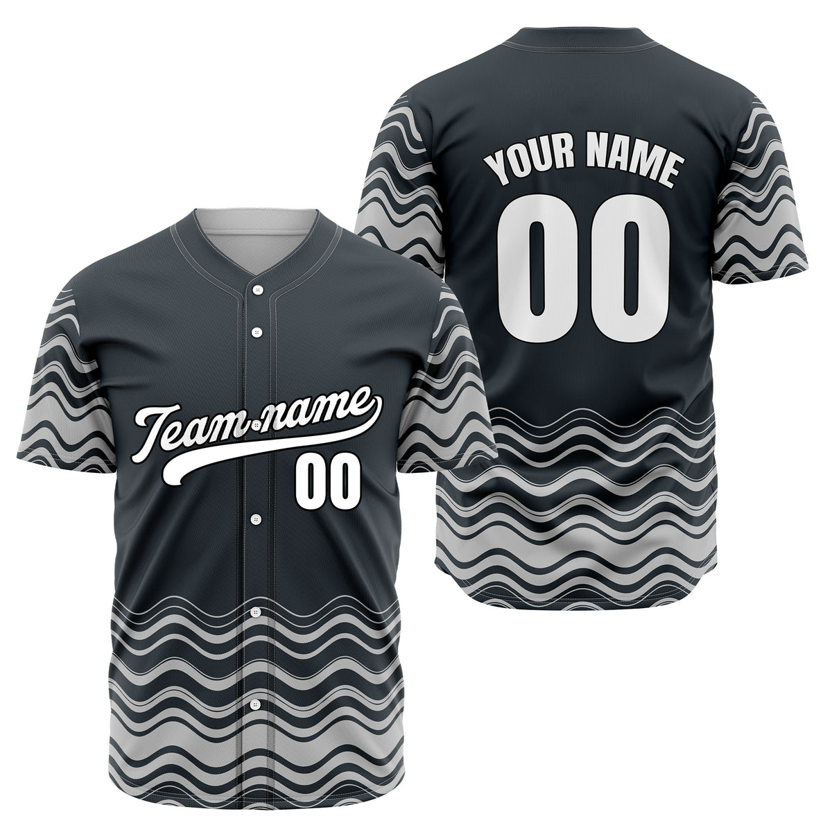 Custom Orange Baseball Wave Sports Jersey Personalized Uniform with Name & Number