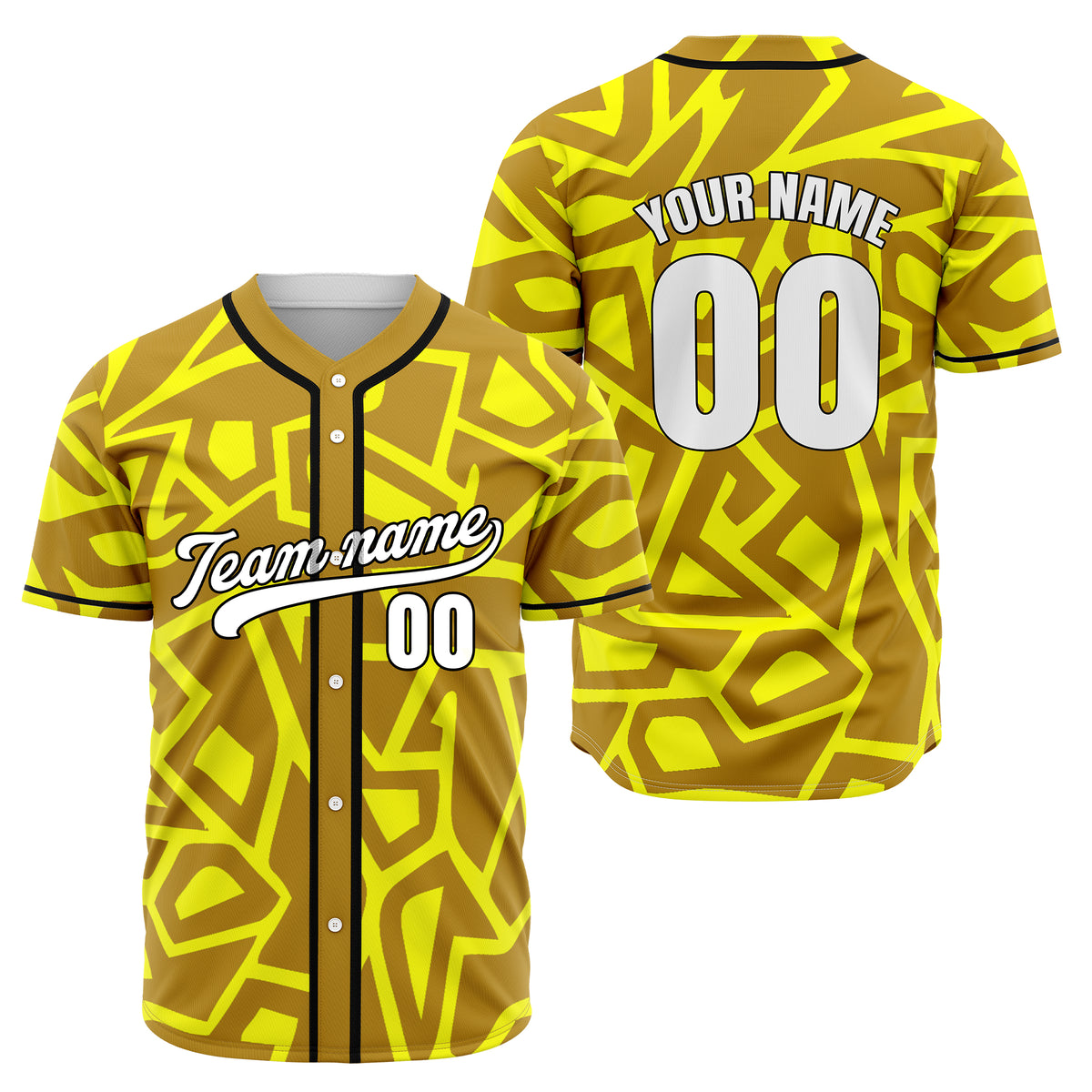 Custom Shadow Rebels Yellow Baseball Sports Jersey Personalized Uniform with Name &amp; Number
