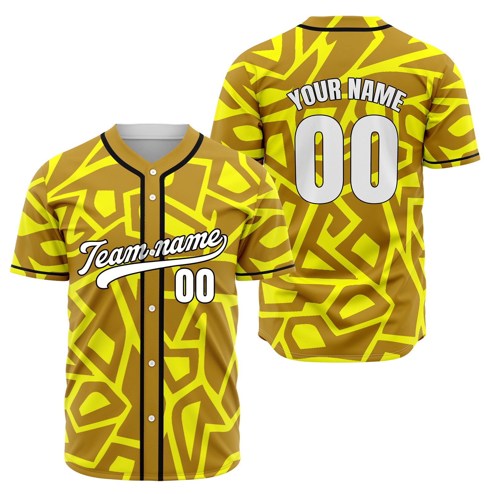 Custom Shadow Rebels Yellow Baseball Sports Jersey Personalized Uniform with Name & Number