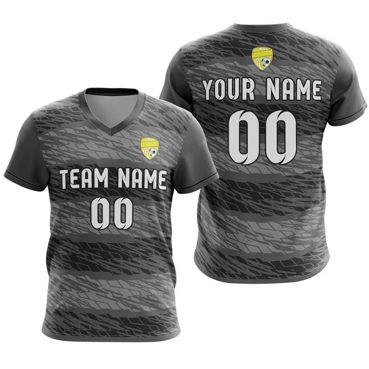 Custom Flare Strike V-Full Pattern Soccer Dark Grey Sport Tops Jersey