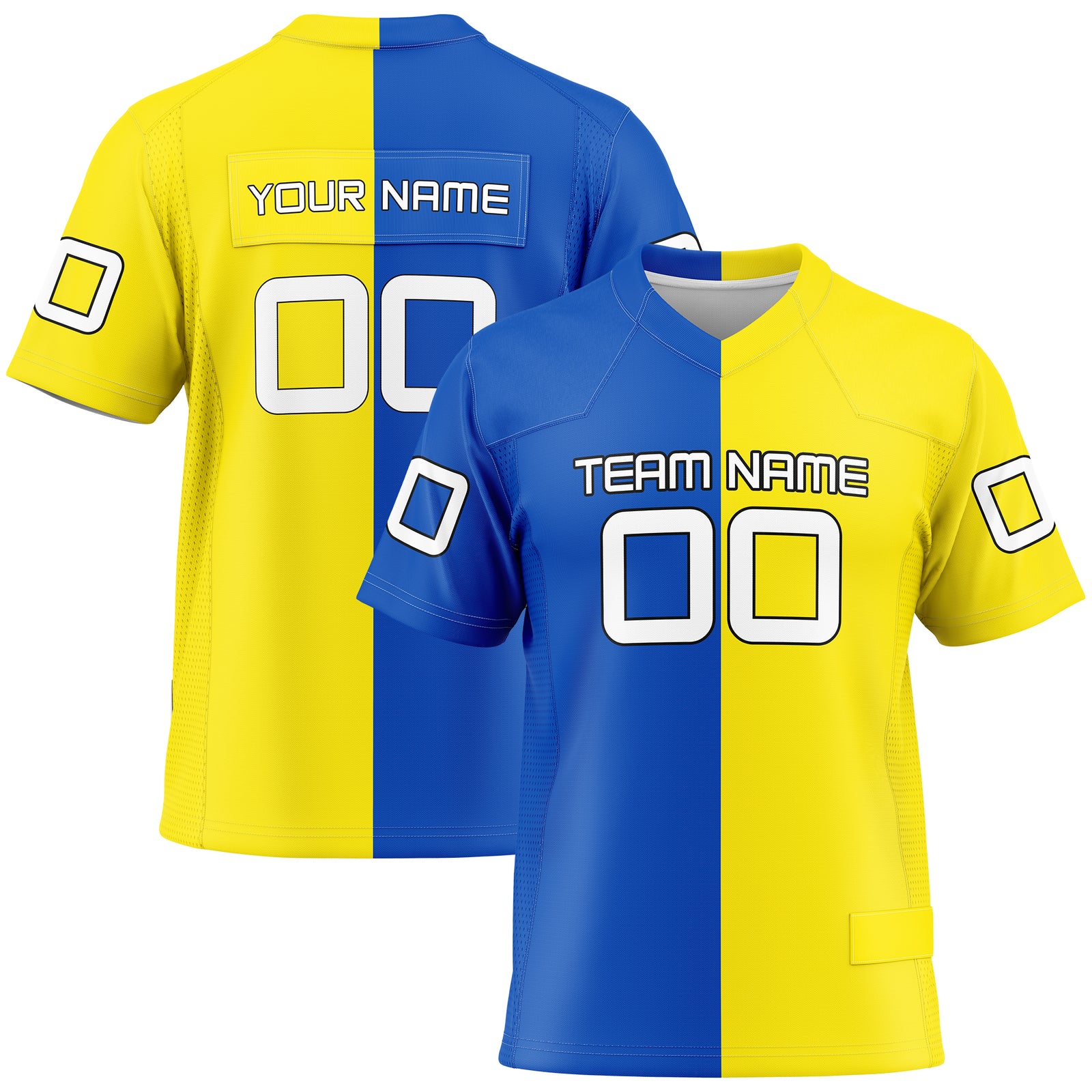 Custom Elite Split Fashion Yellow Mesh Authentic Football Jersey