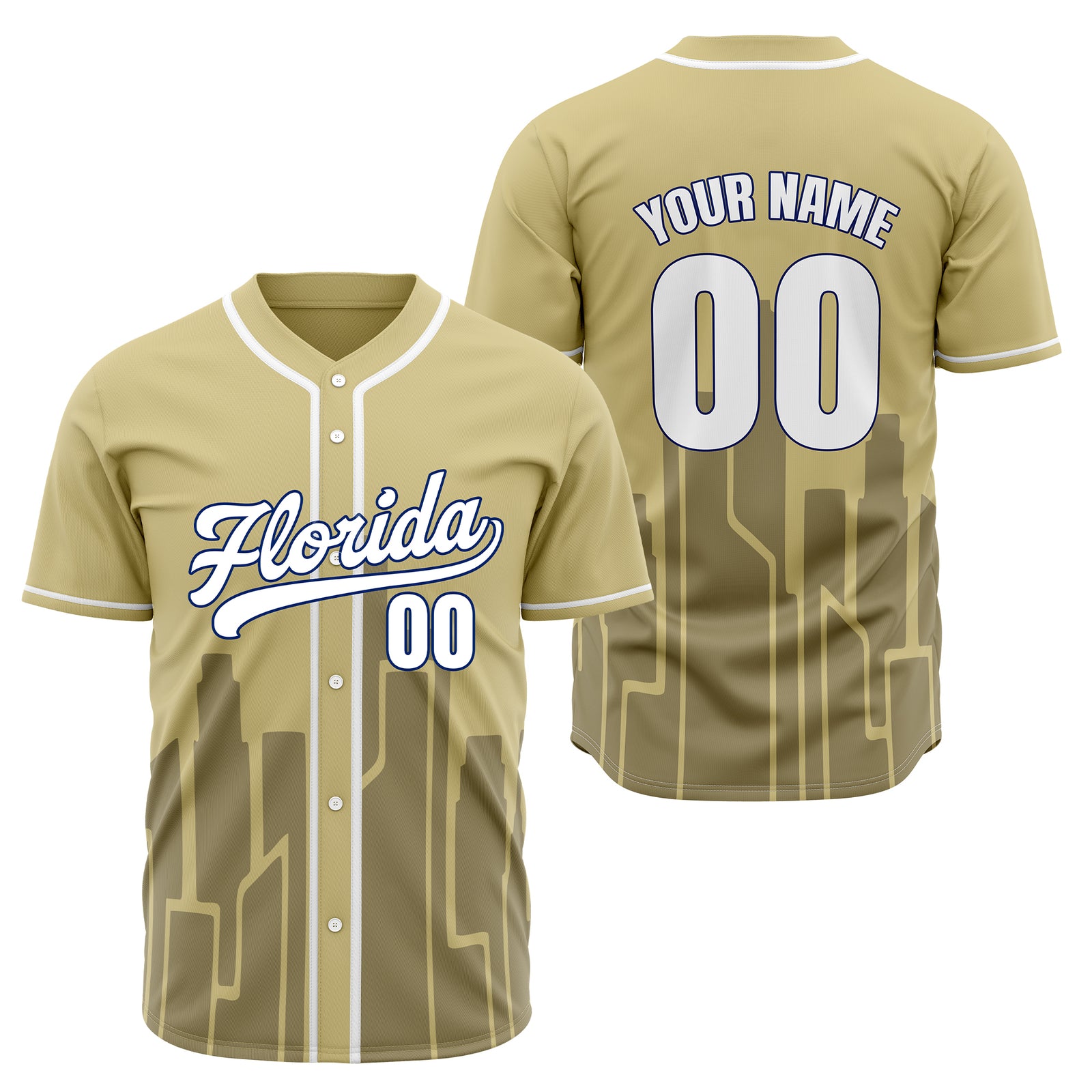 Custom City Flux Khaki Baseball Sports Jersey Personalized Uniform with Name & Number