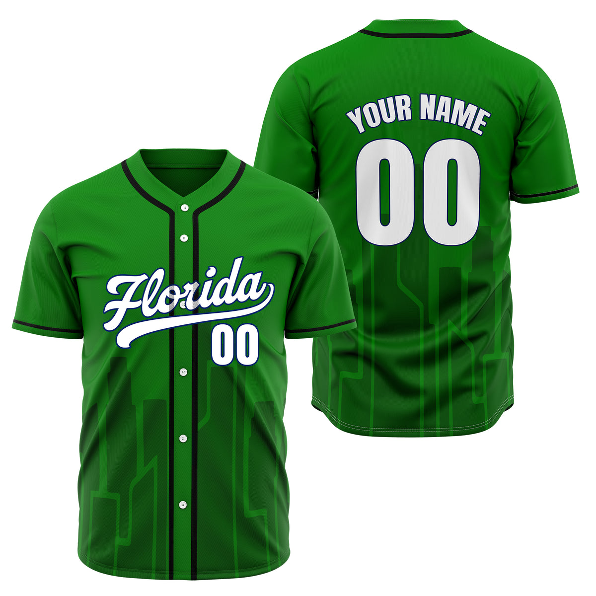 Custom City Flux Green Baseball Sports Jersey Personalized Uniform with Name &amp; Number