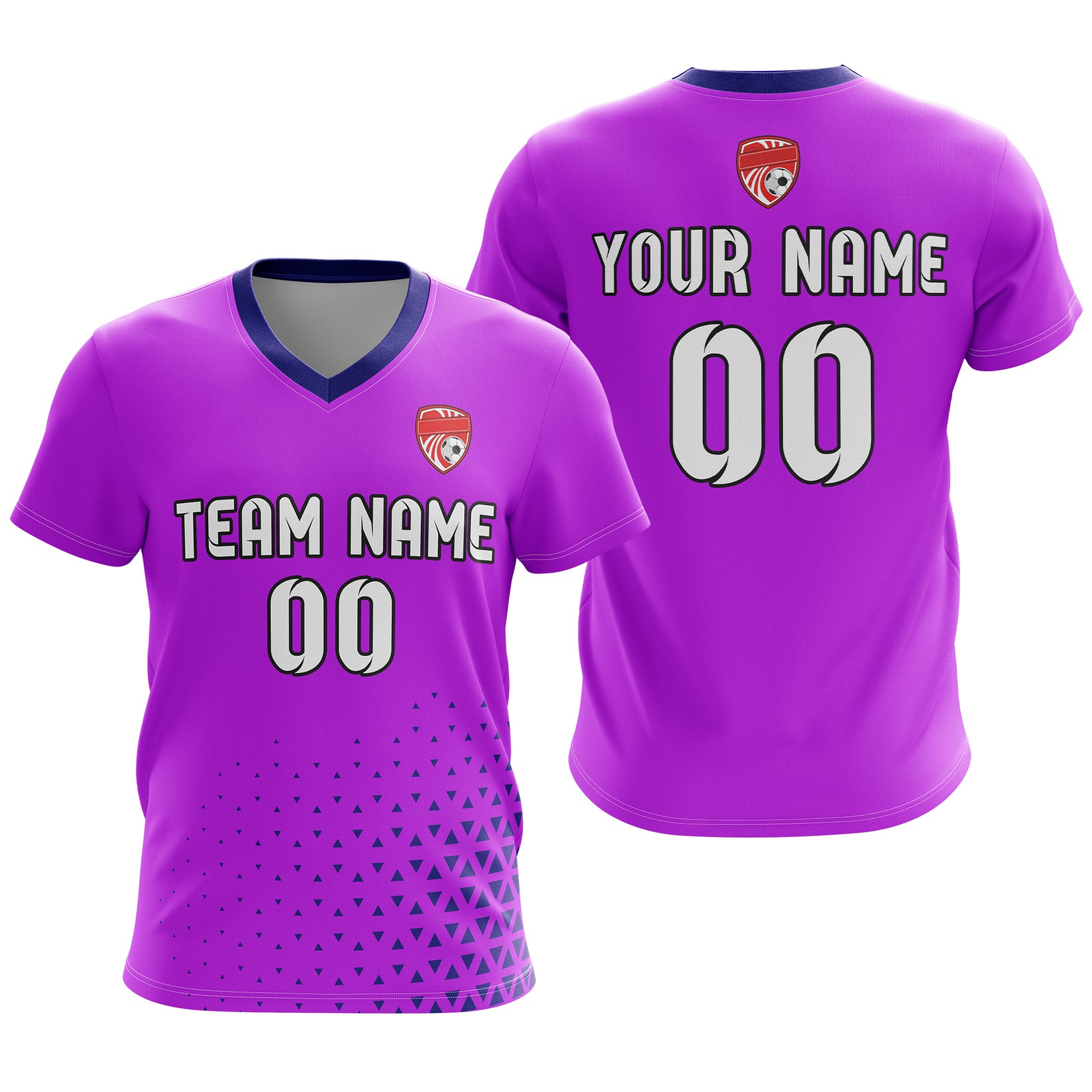 Custom Tri-Edge V-Side Pattern Blue  Soccer Sport Tops Jersey