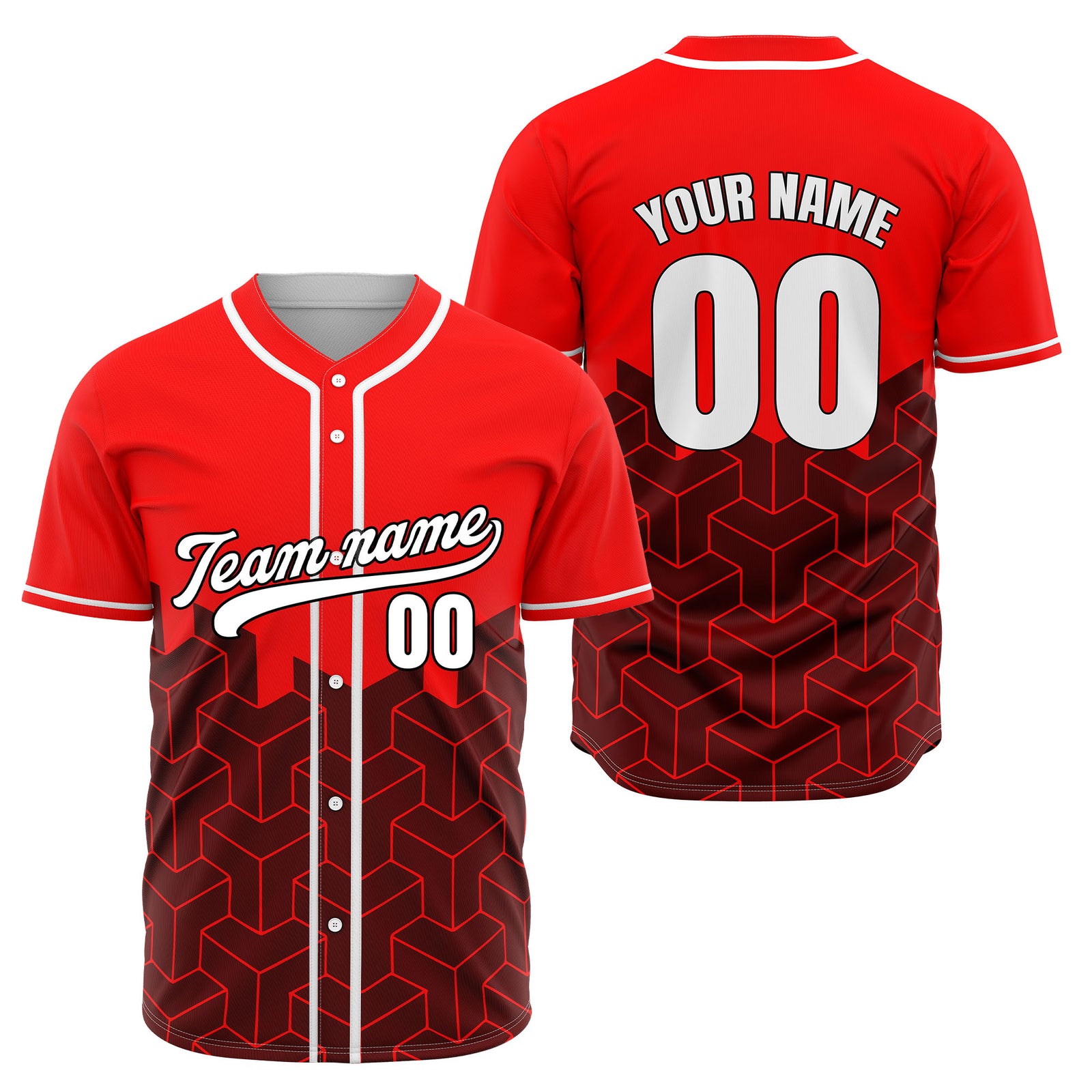 Custom Grid Iron Red Baseball Sports Jersey Personalized Uniform with Name & Number