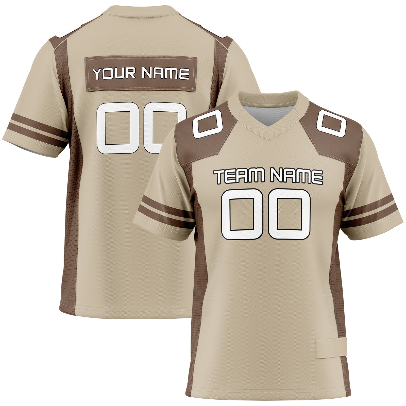 Custom Elite Khaki Color Block Mesh Authentic Football Jersey