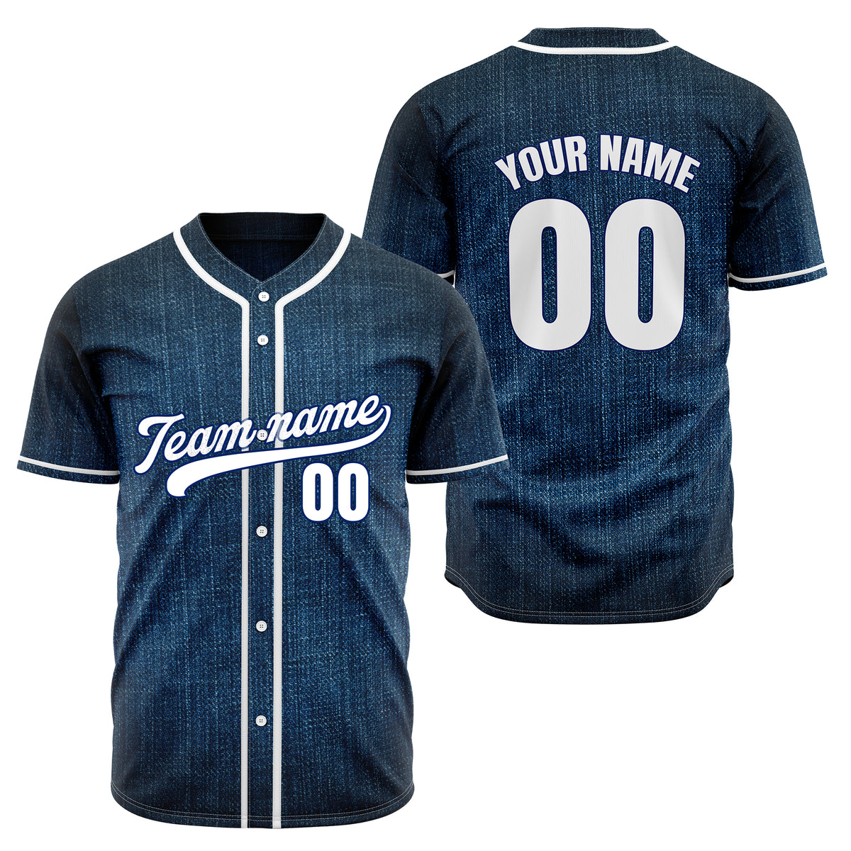 Custom Dugout Denim Baseball Sports Jersey Personalized Uniform with Name &amp; Number