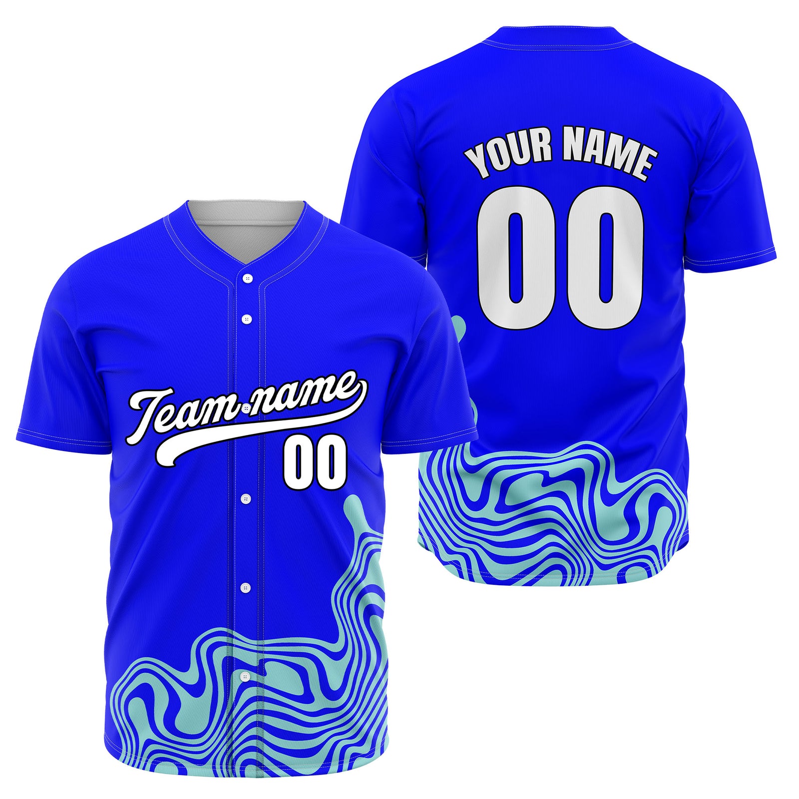 Custom Aqua Baseball Wave Sports Jersey Personalized Uniform with Name & Number
