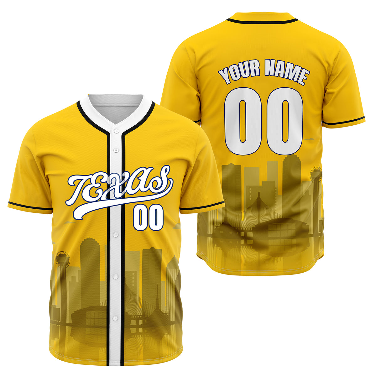 Custom City Lights Black Baseball Sports Jersey Personalized Uniform with Name & Number